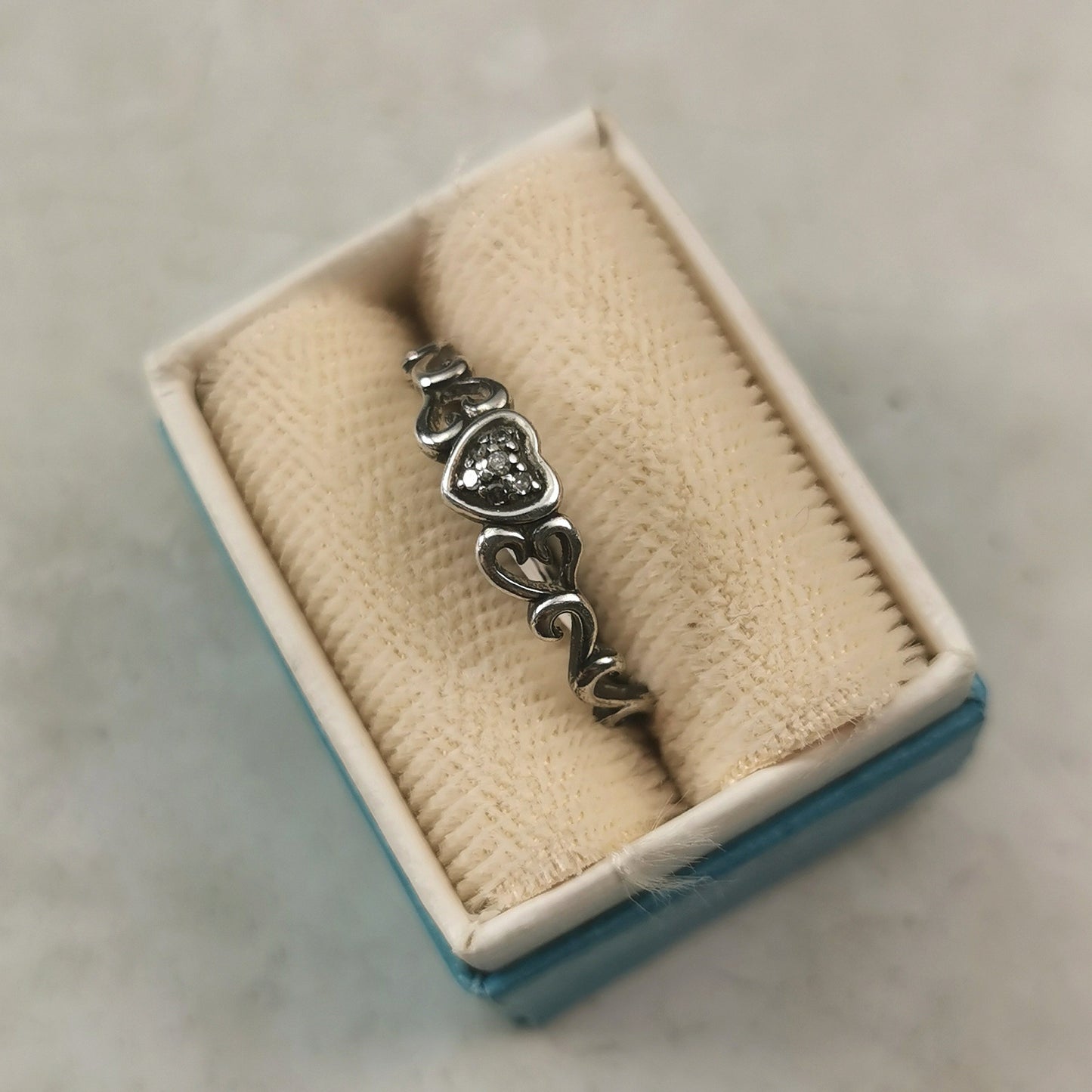 Estate Sterling Silver & Diamond Heart Ring