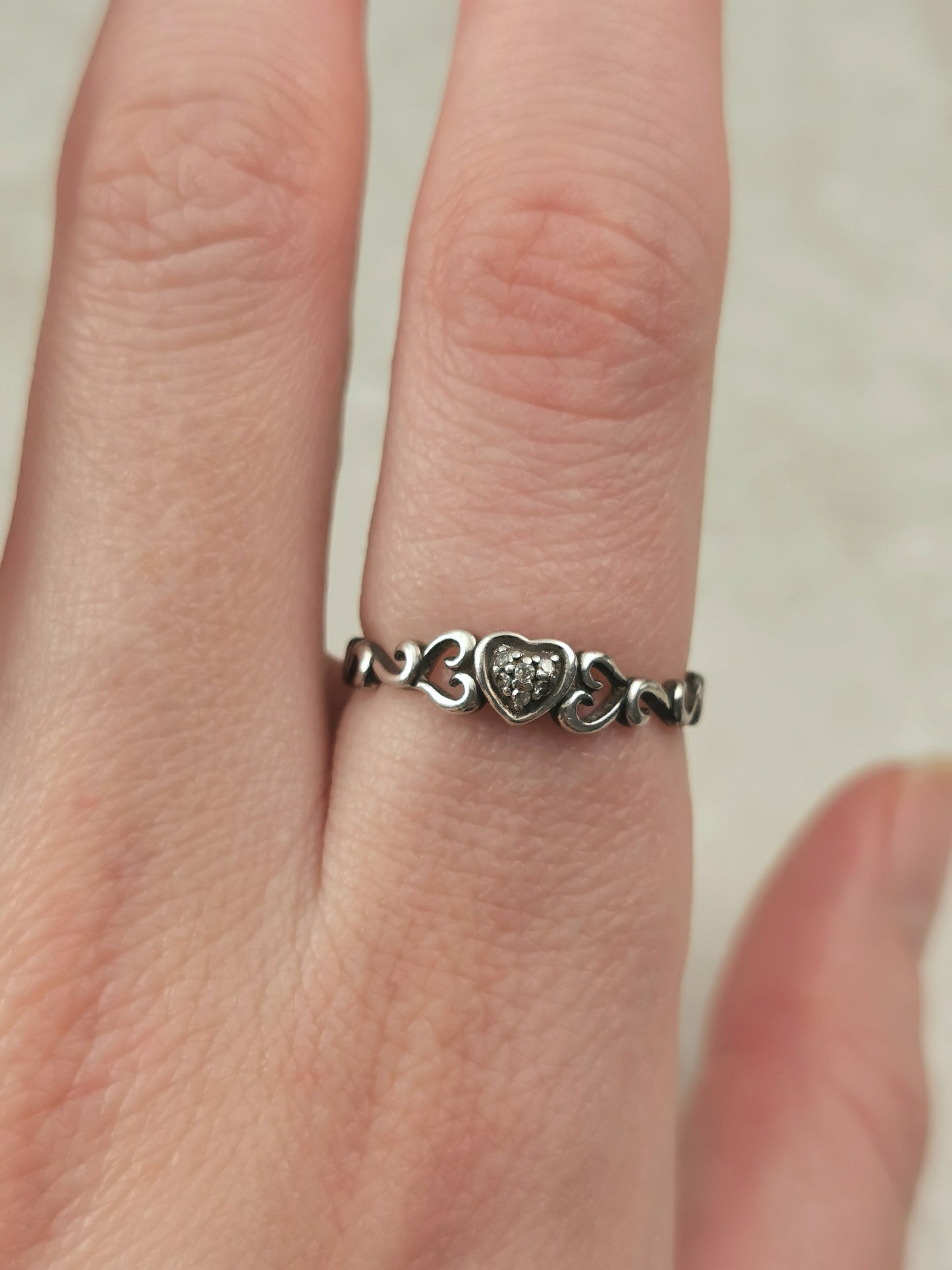 Estate Sterling Silver & Diamond Heart Ring