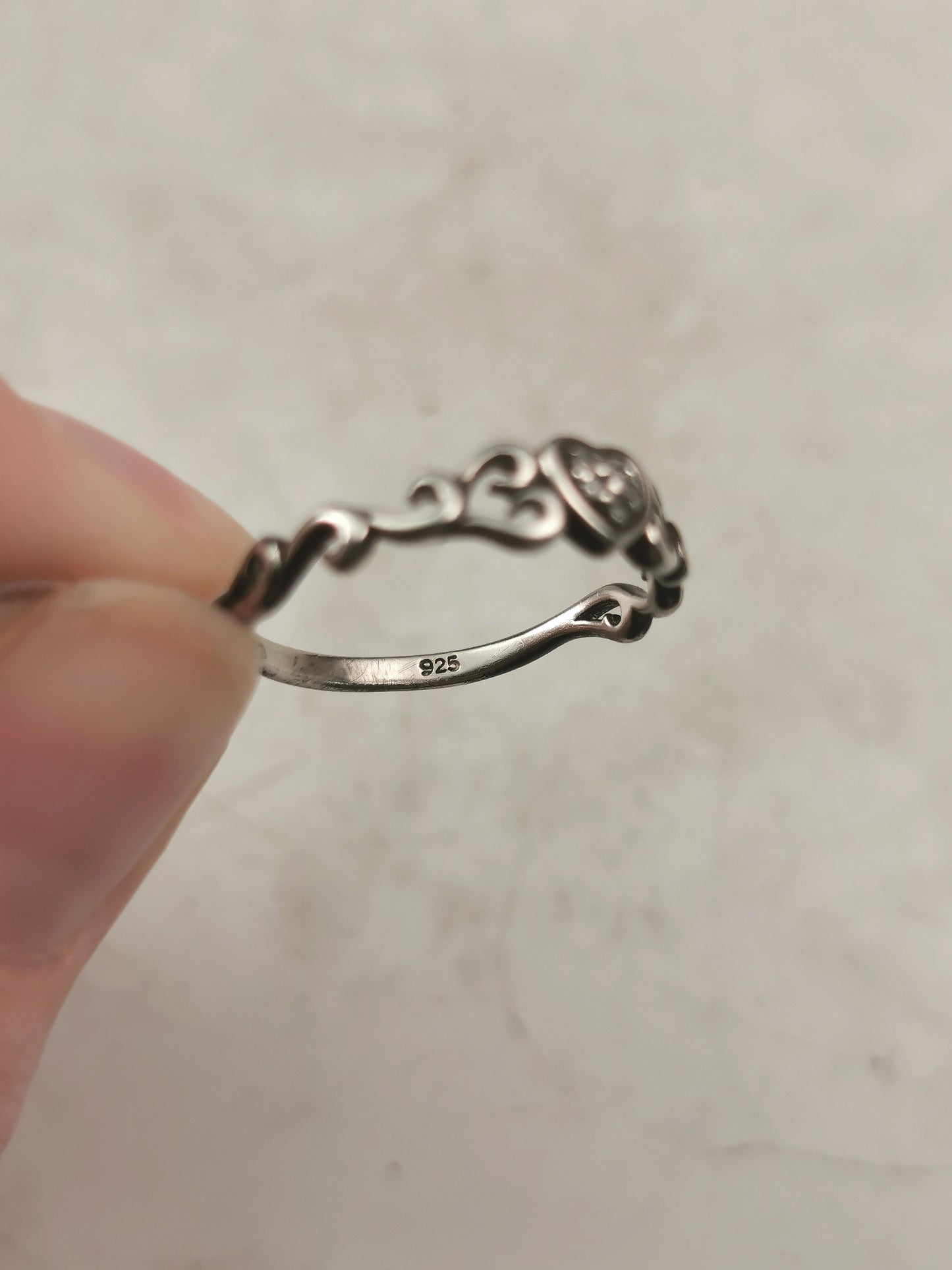 Estate Sterling Silver & Diamond Heart Ring