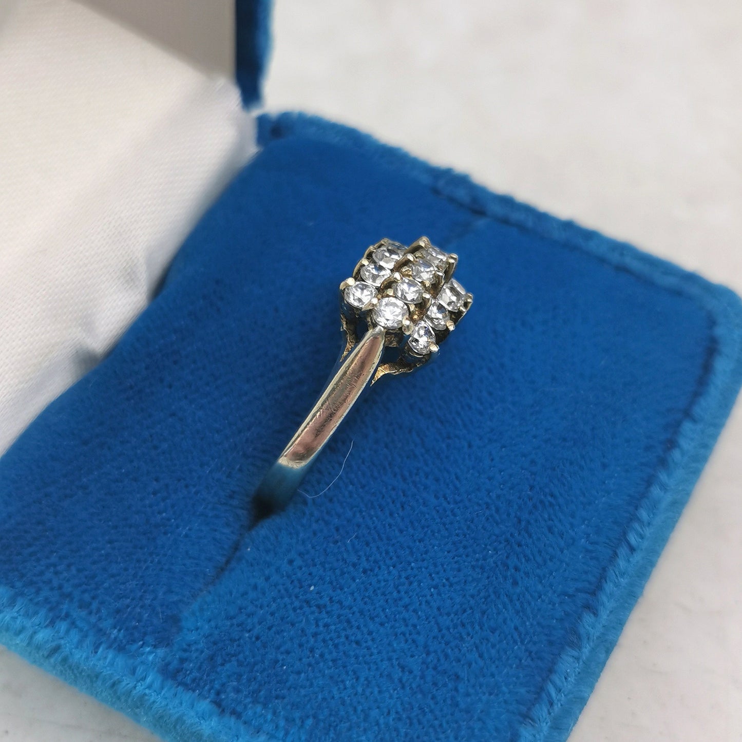 Vintage Sterling Silver Gold Vermeil CZ Cluster Ring
