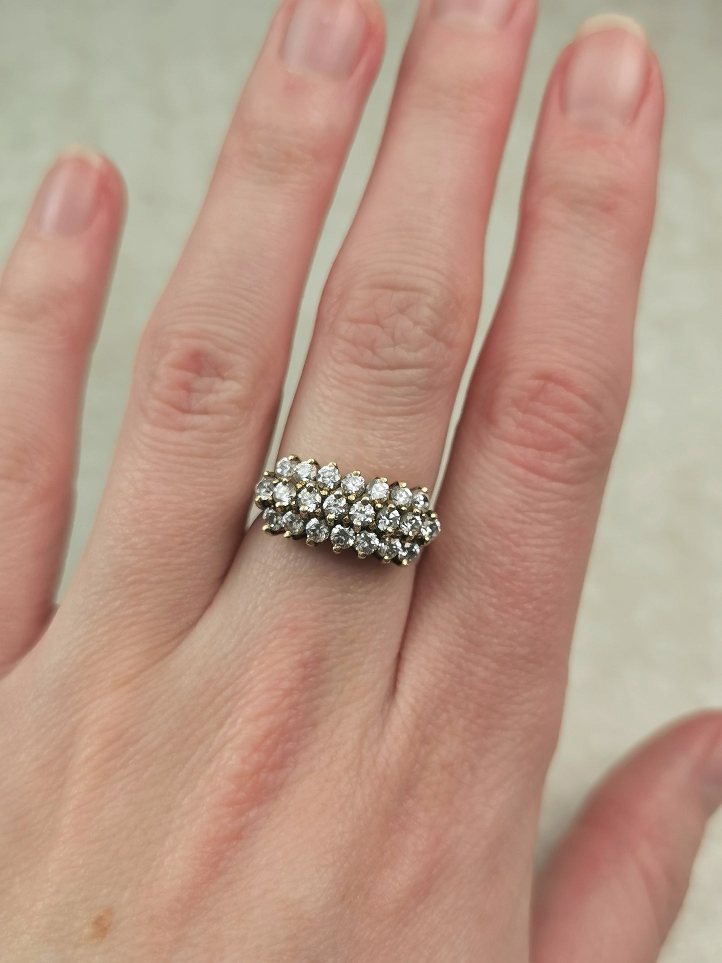 Vintage Sterling Silver Gold Vermeil CZ Cluster Ring