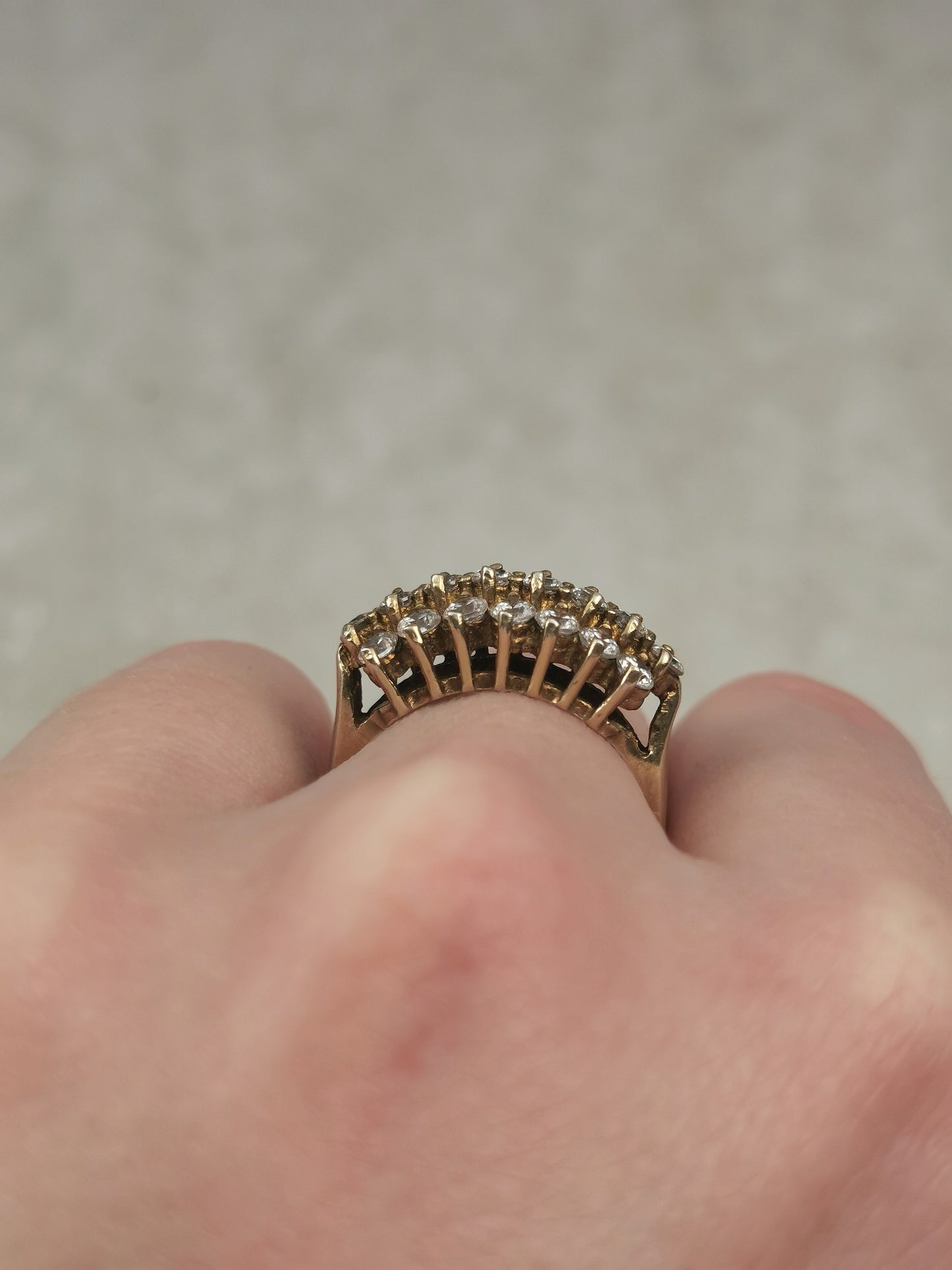 Vintage Sterling Silver Gold Vermeil CZ Cluster Ring