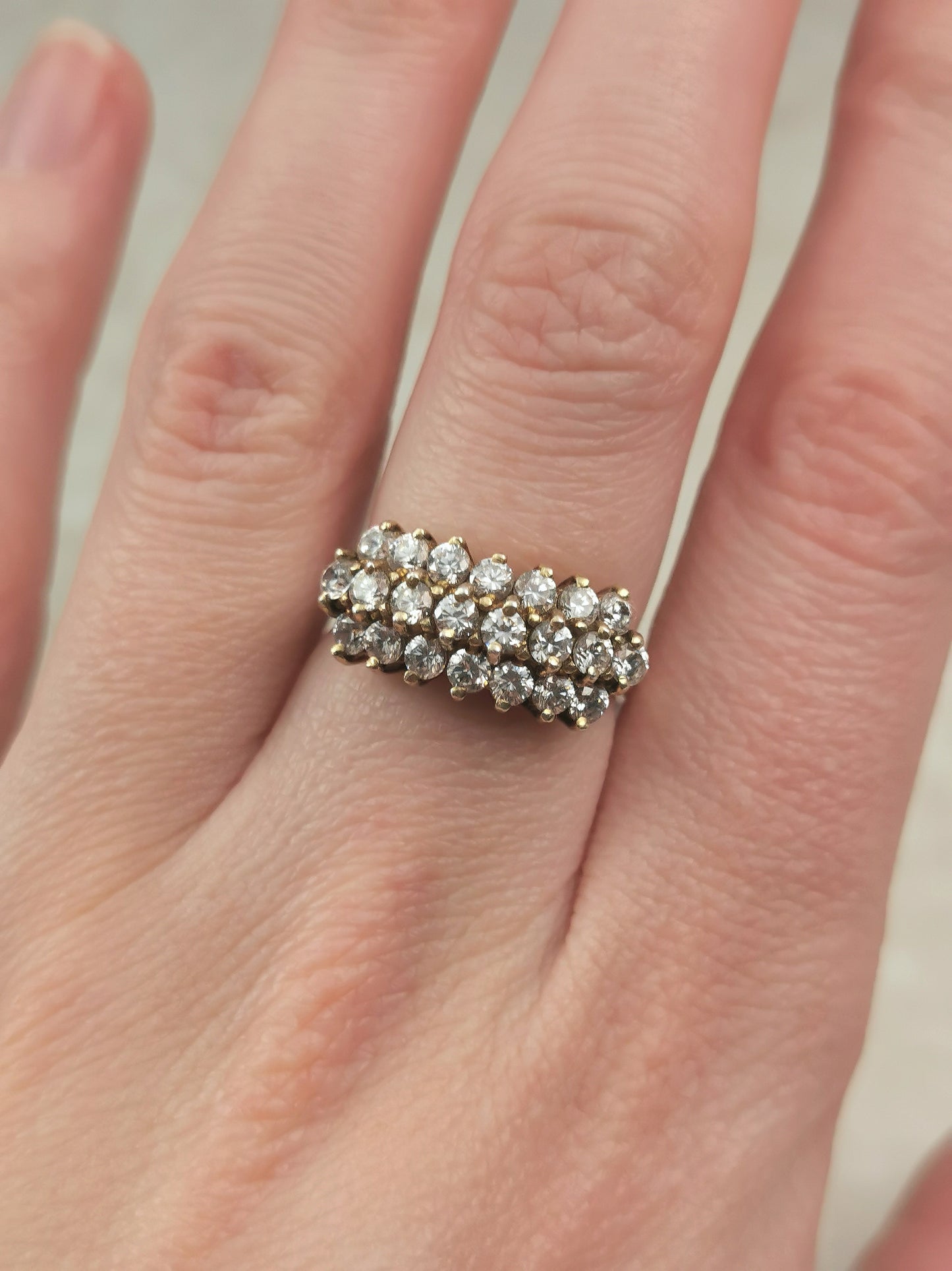 Vintage Sterling Silver Gold Vermeil CZ Cluster Ring