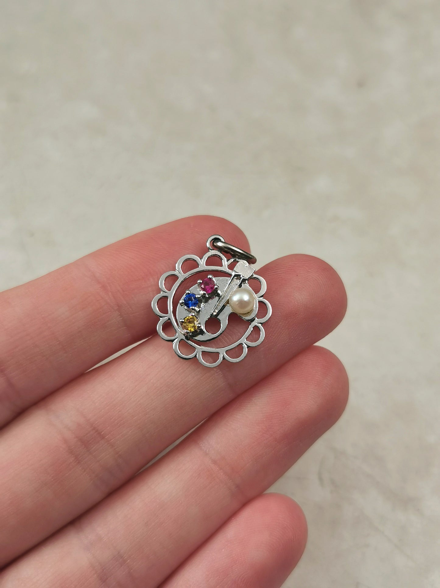 Vintage Sterling Silver Artist Palette Charm