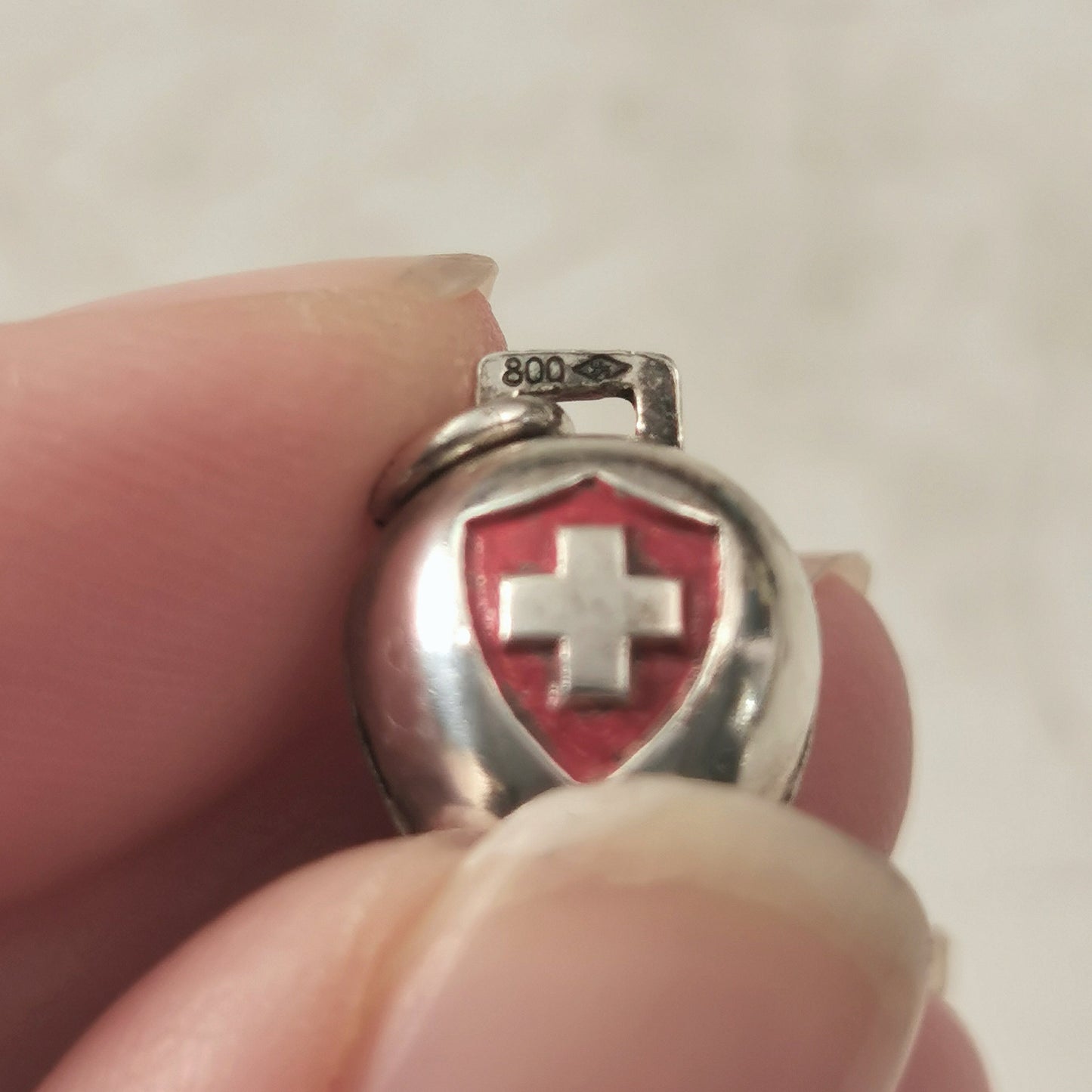 Vintage 800 Silver Edelweiss Swiss Bell Charm