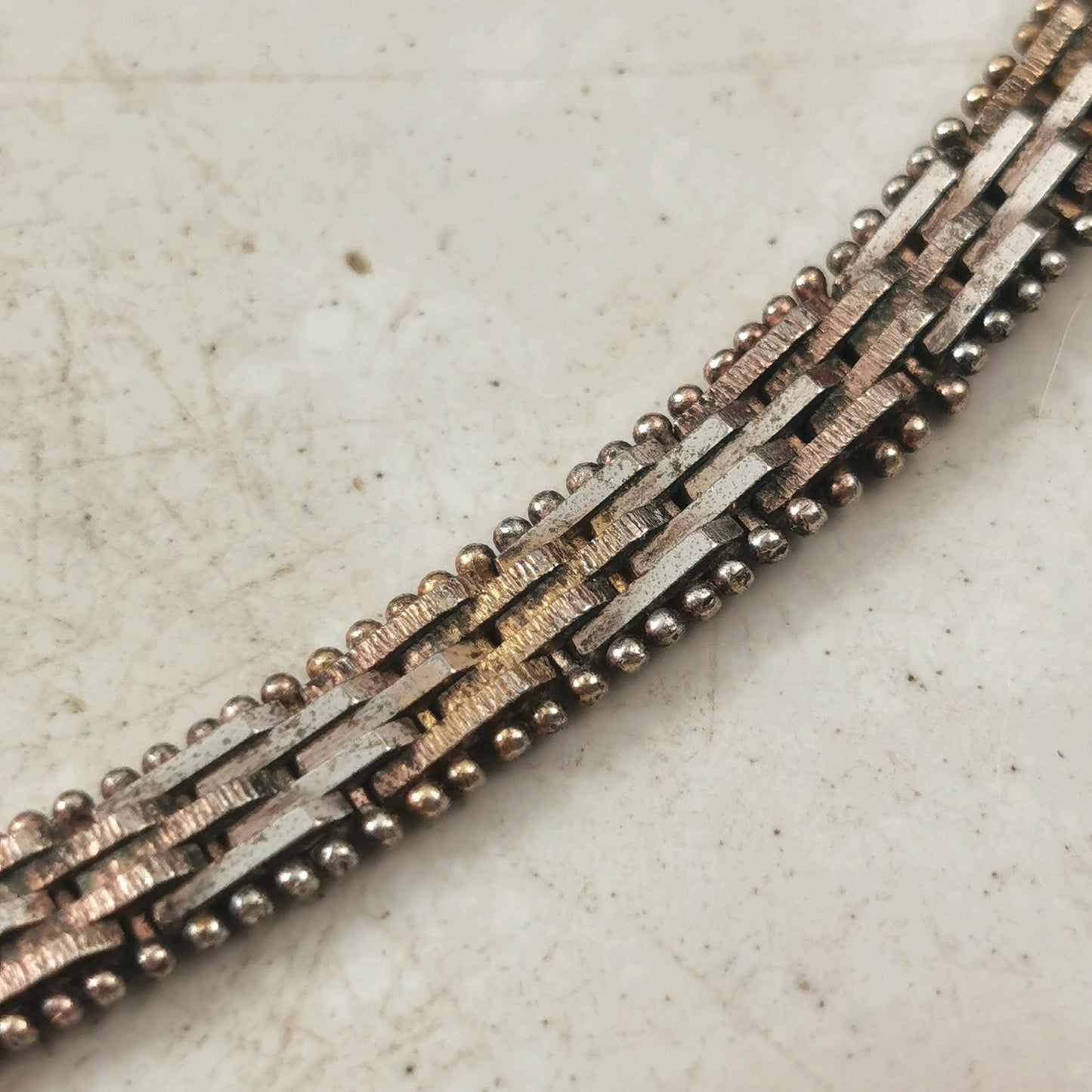 Vintage Sterling Silver Tri-colour Bracelet