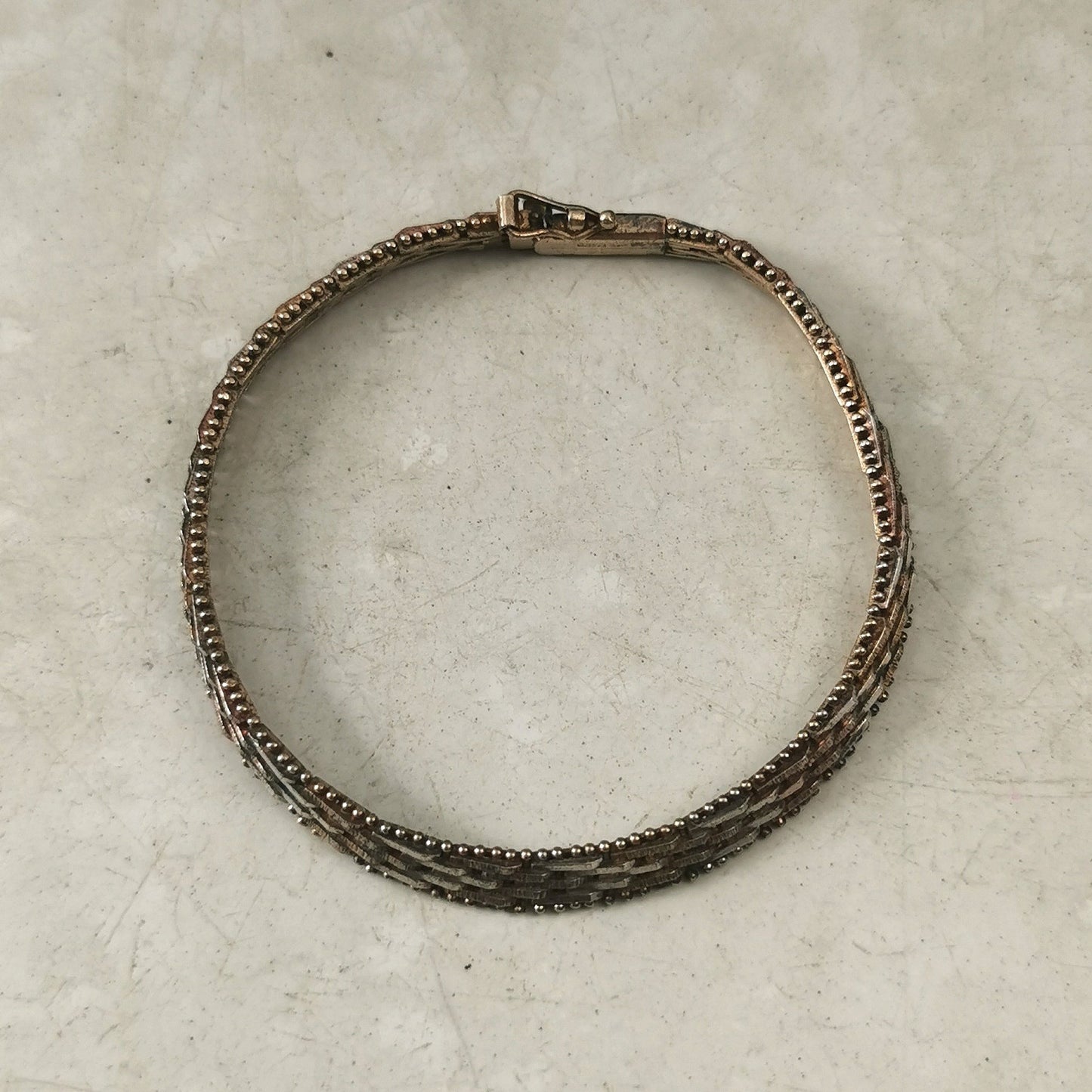 Vintage Sterling Silver Tri-colour Bracelet