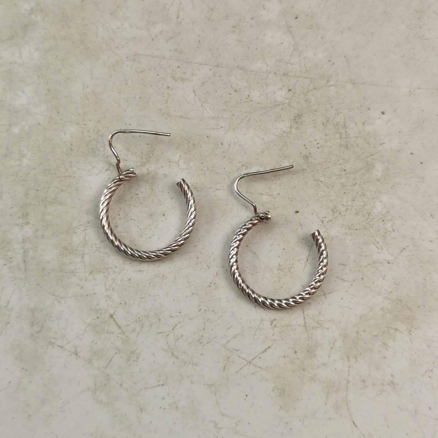 Vintage Sterling Silver Twisted Rope Tube Hoops