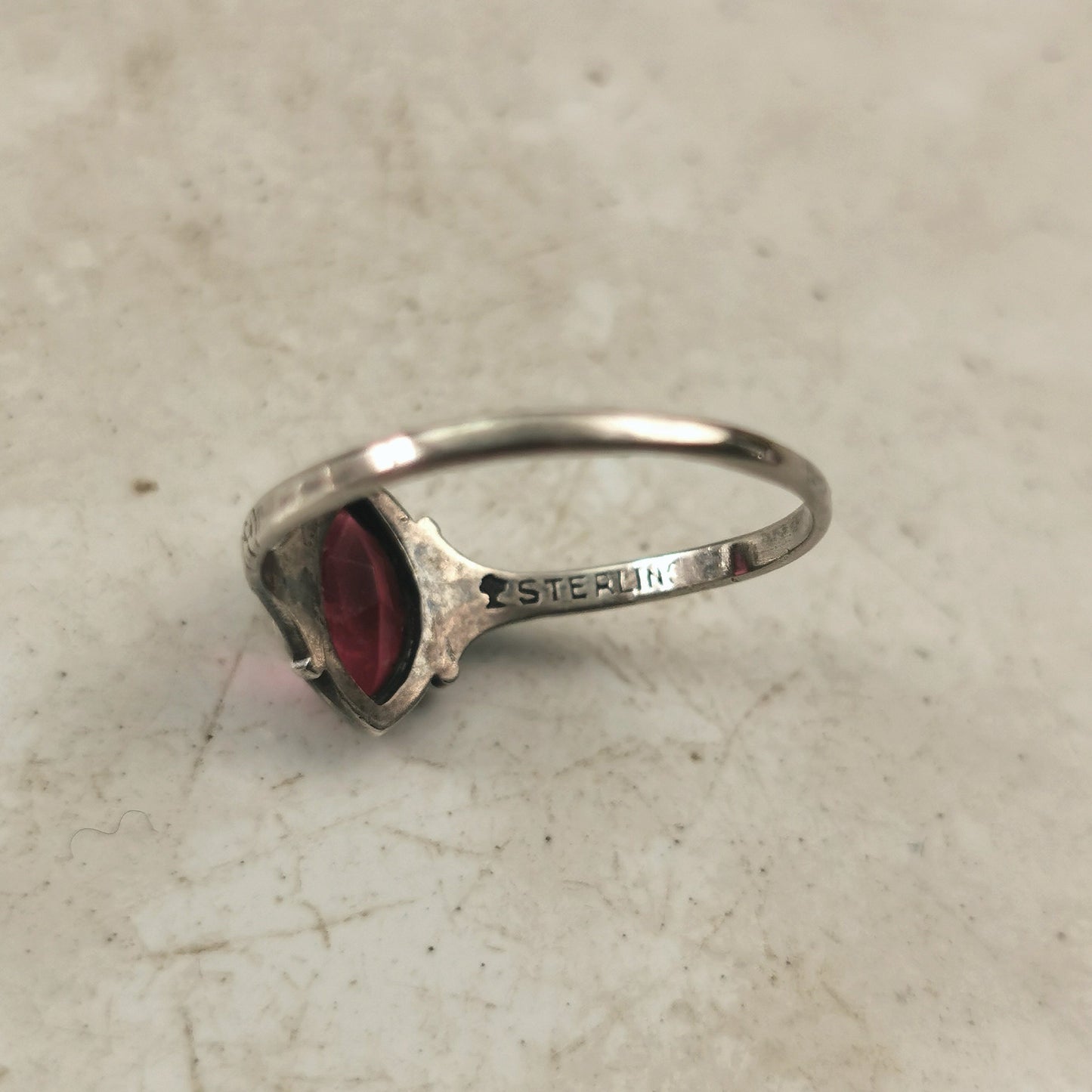 Edwardian Sterling Silver & Synthetic Ruby Ring