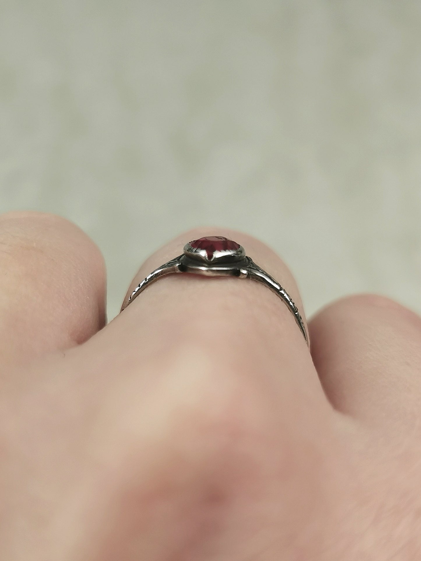 Edwardian Sterling Silver & Synthetic Ruby Ring