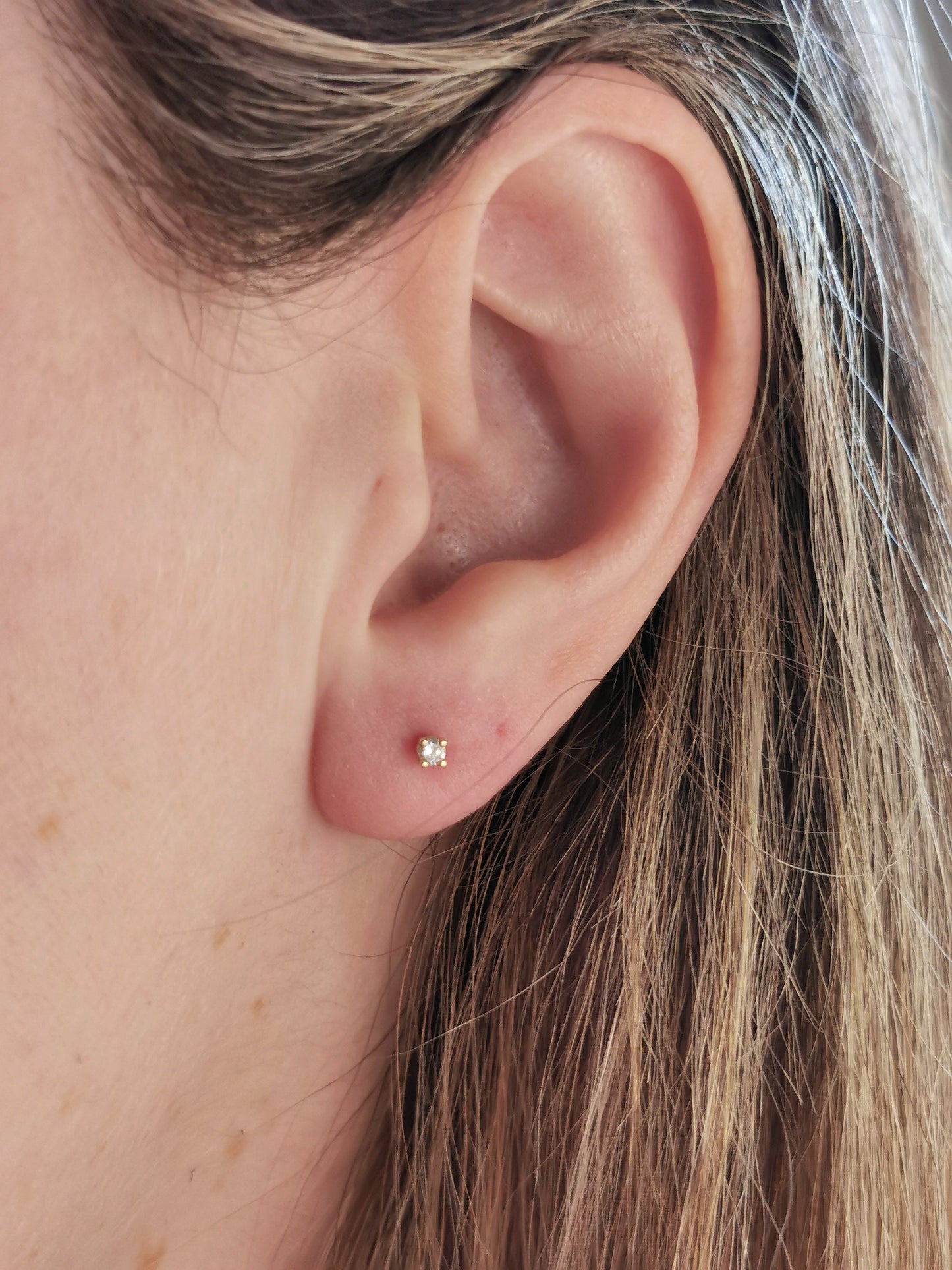 14k Yellow Gold Small Repurposed Diamond Stud Earrings