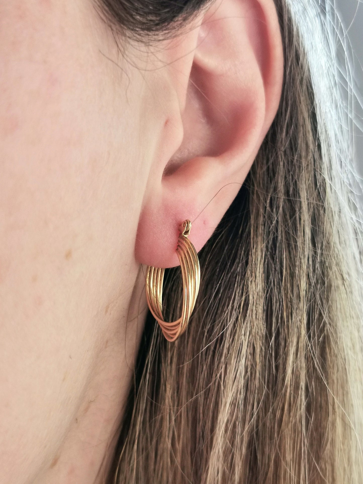 Estate 14k Yellow Gold Multi Hoops - DENTED