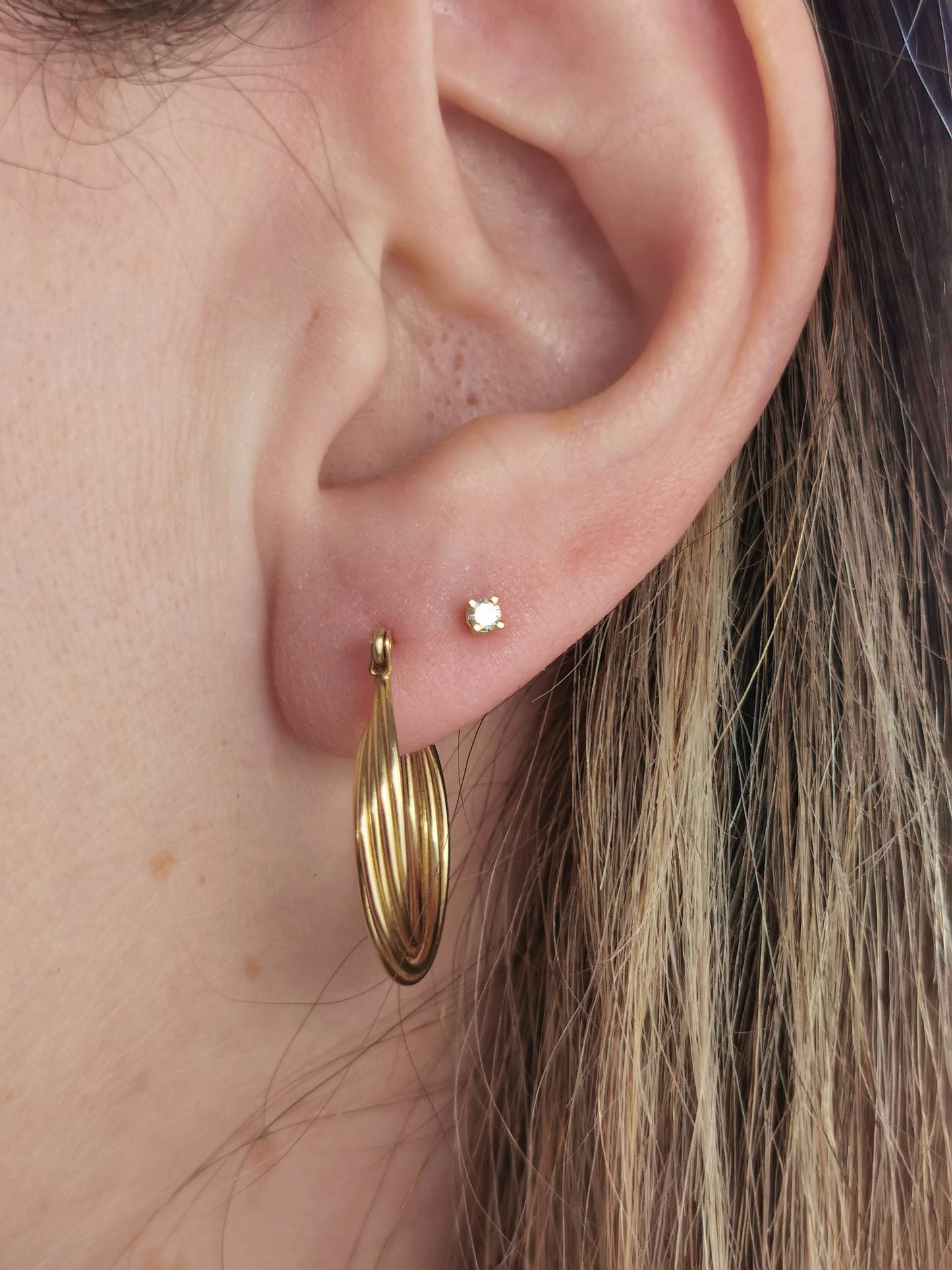 14k Yellow Gold Small Repurposed Diamond Stud Earrings