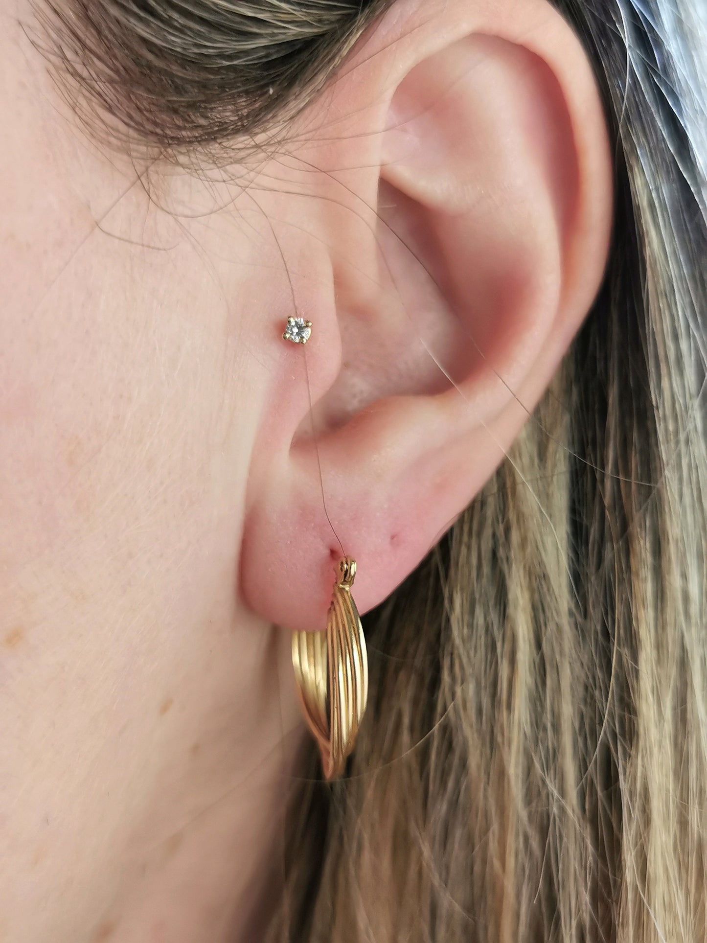 14k Yellow Gold Small Repurposed Diamond Stud Earrings