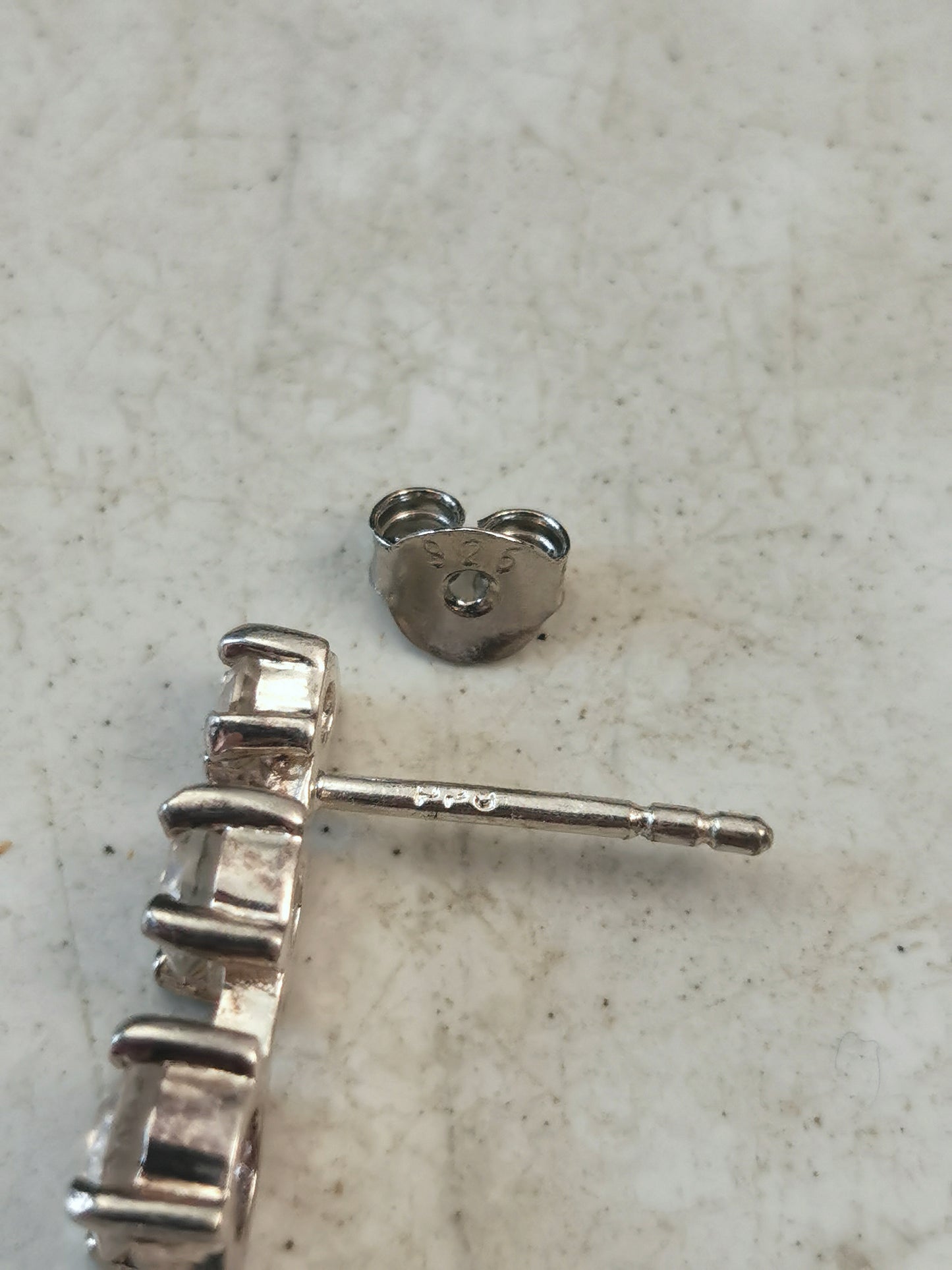 Estate Sterling Silver 3 CZ Drop Studs