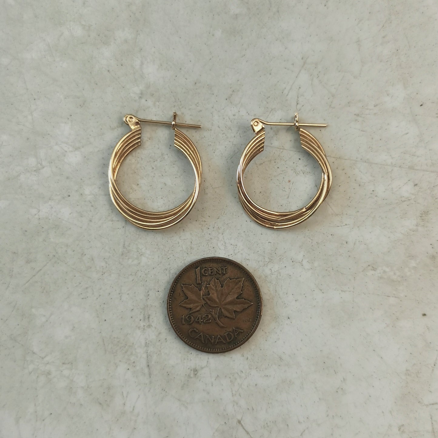 Estate 14k Yellow Gold Multi Hoops - DENTED