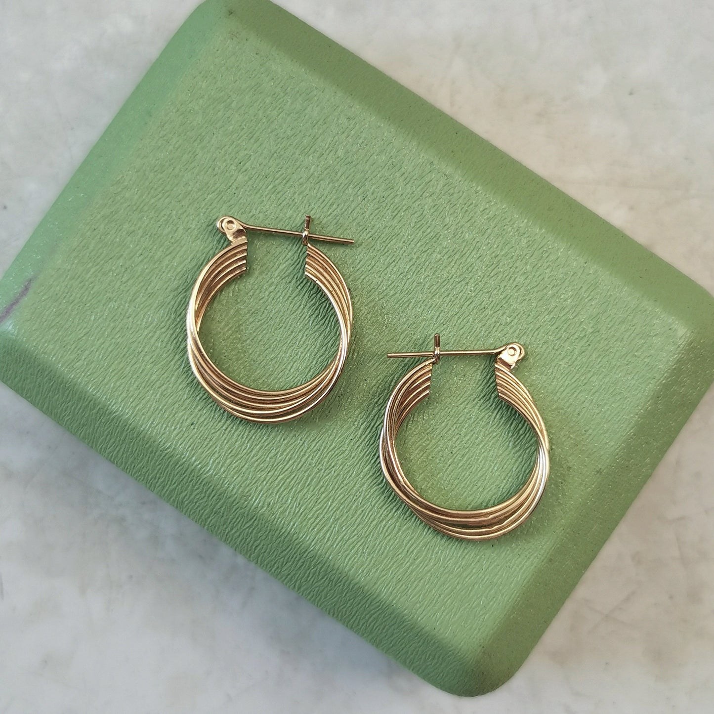 Estate 14k Yellow Gold Multi Hoops - DENTED