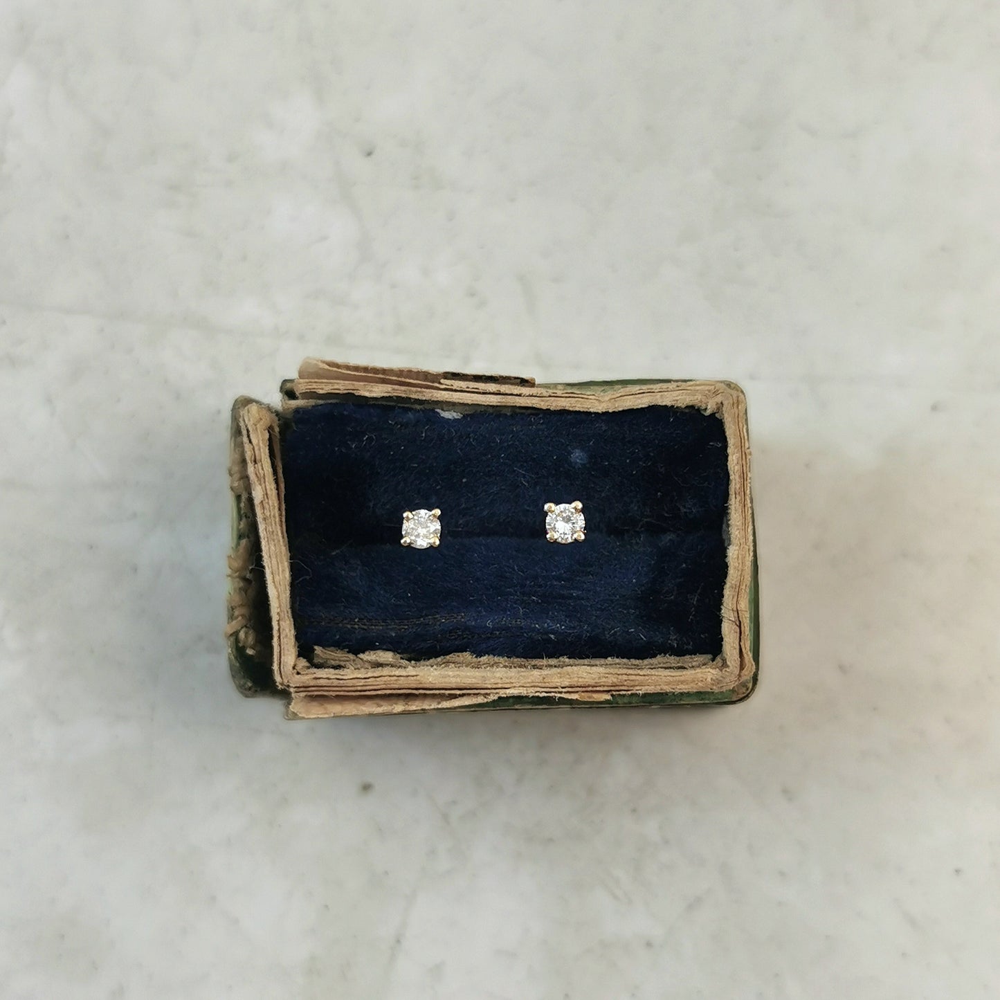 14k Yellow Gold Small Repurposed Diamond Stud Earrings