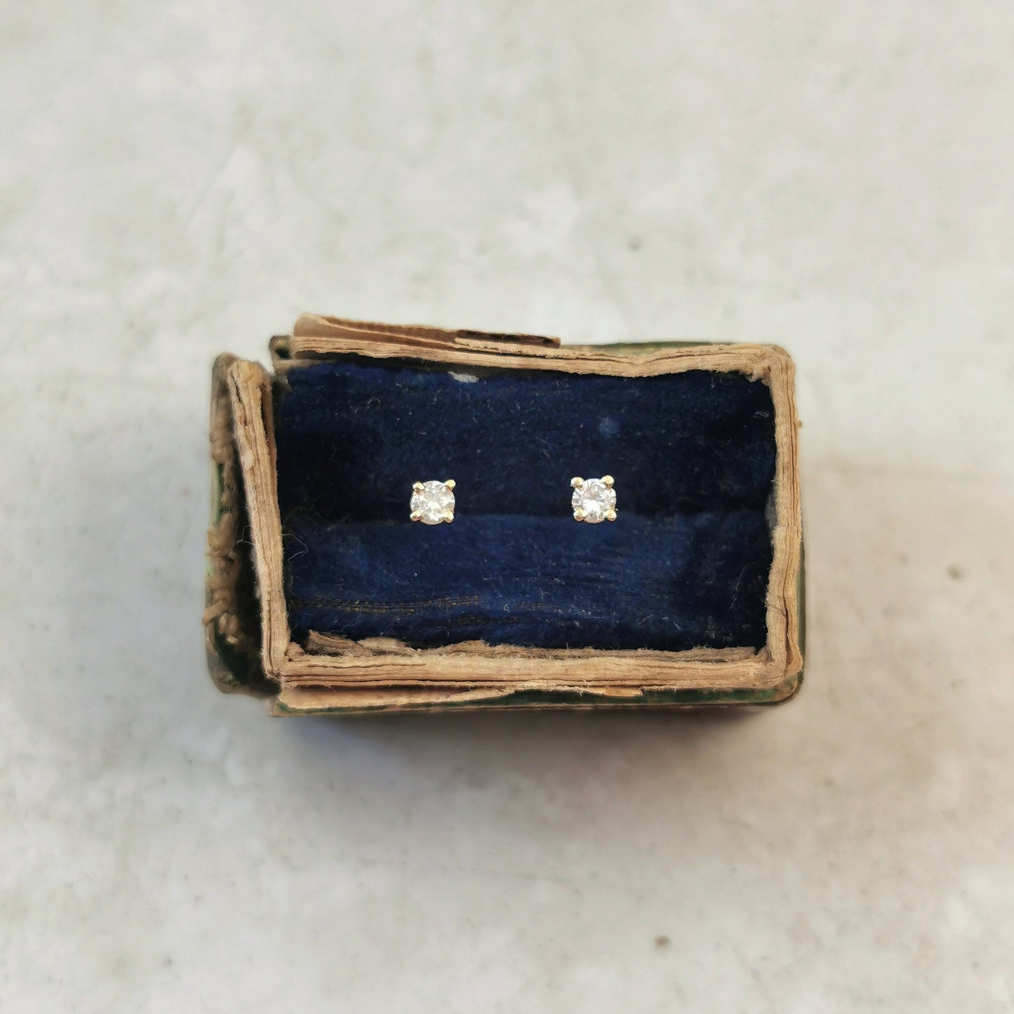 14k Yellow Gold Small Repurposed Diamond Stud Earrings