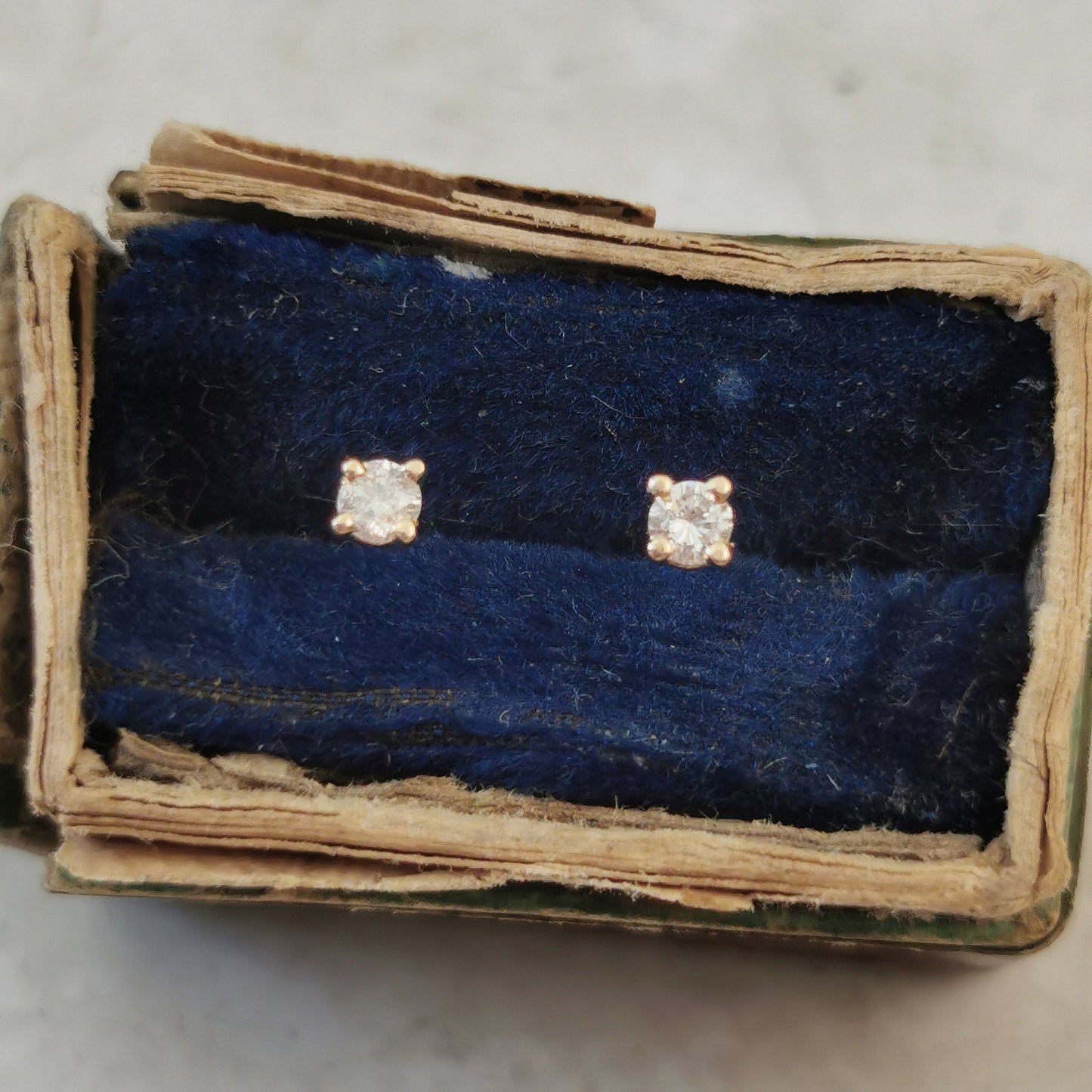 14k Yellow Gold Small Repurposed Diamond Stud Earrings