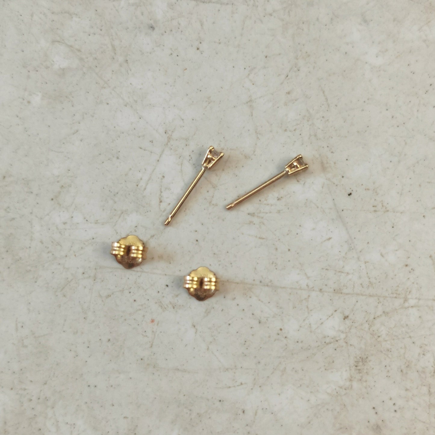 14k Yellow Gold Small Repurposed Diamond Stud Earrings