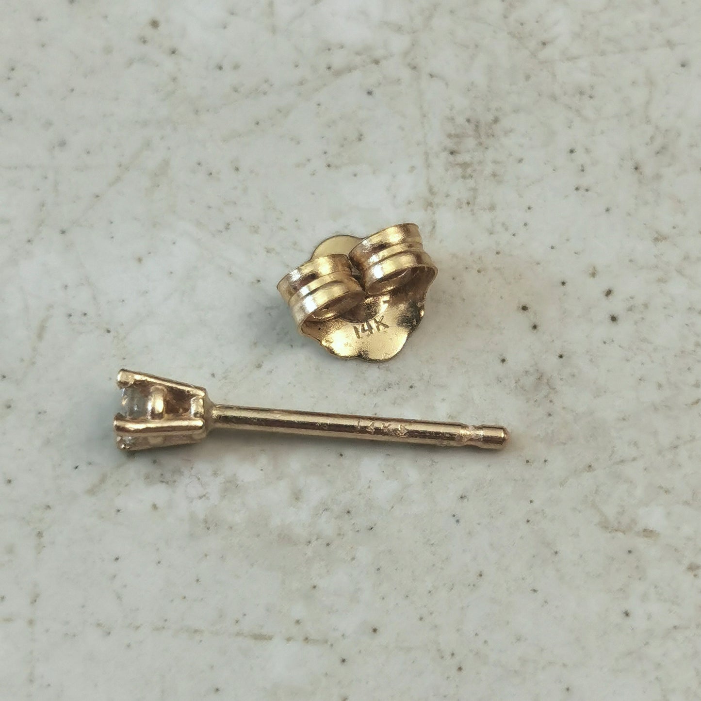 14k Yellow Gold Small Repurposed Diamond Stud Earrings