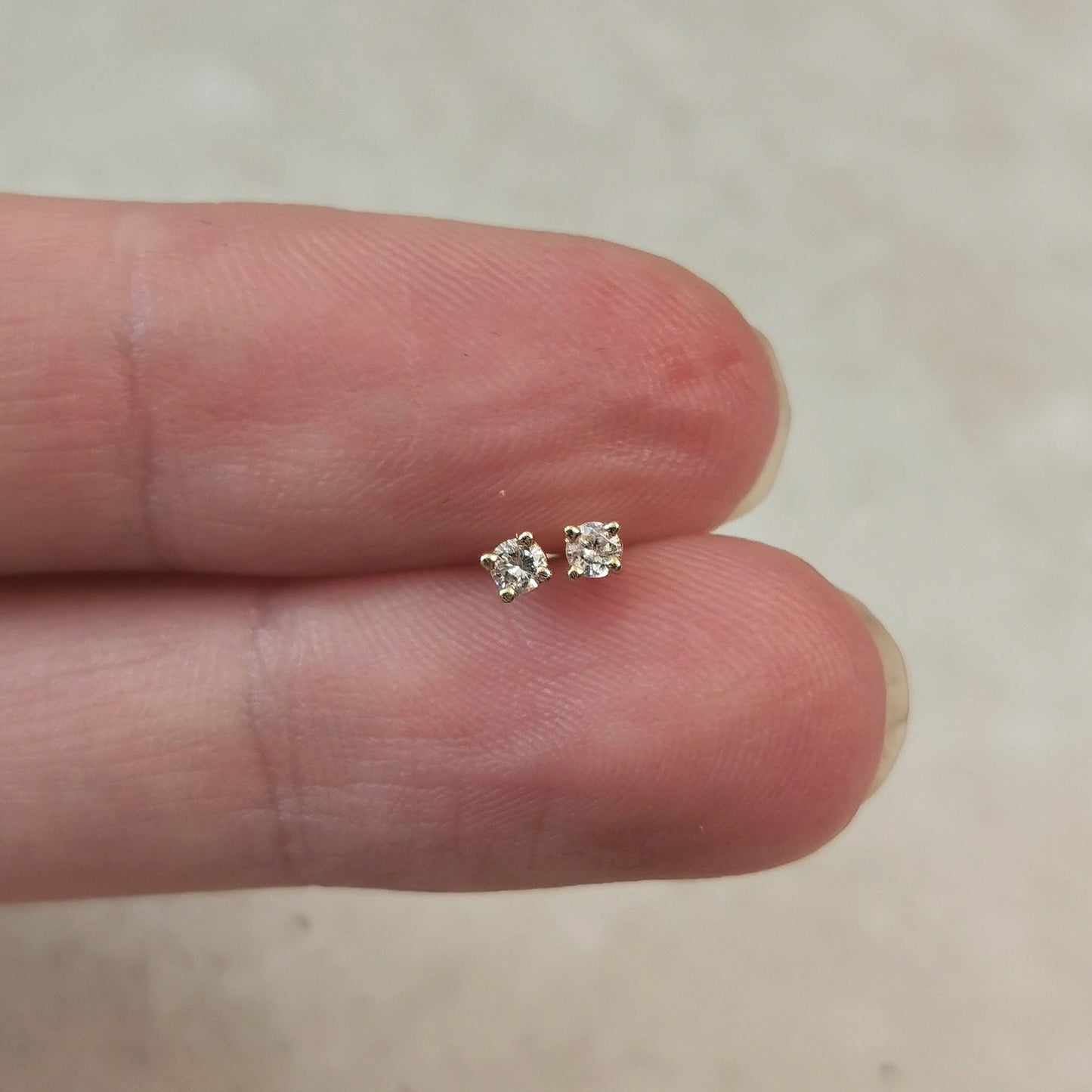 14k Yellow Gold Small Repurposed Diamond Stud Earrings