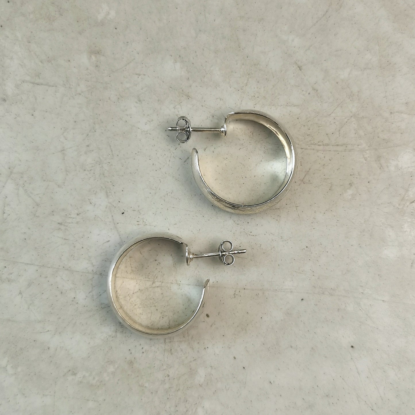 Estate Sterling Silver Wide Stud Hoops