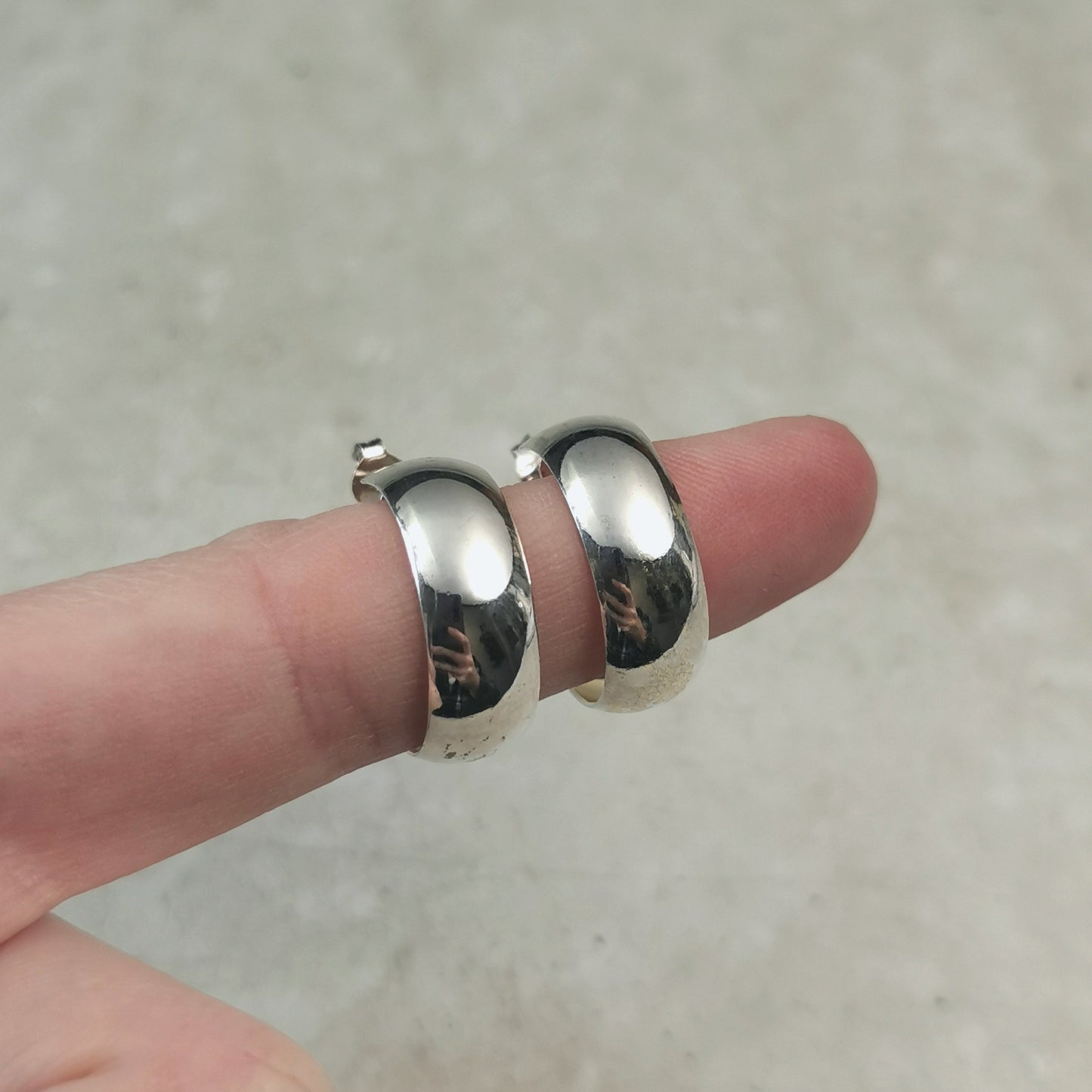 Estate Sterling Silver Wide Stud Hoops