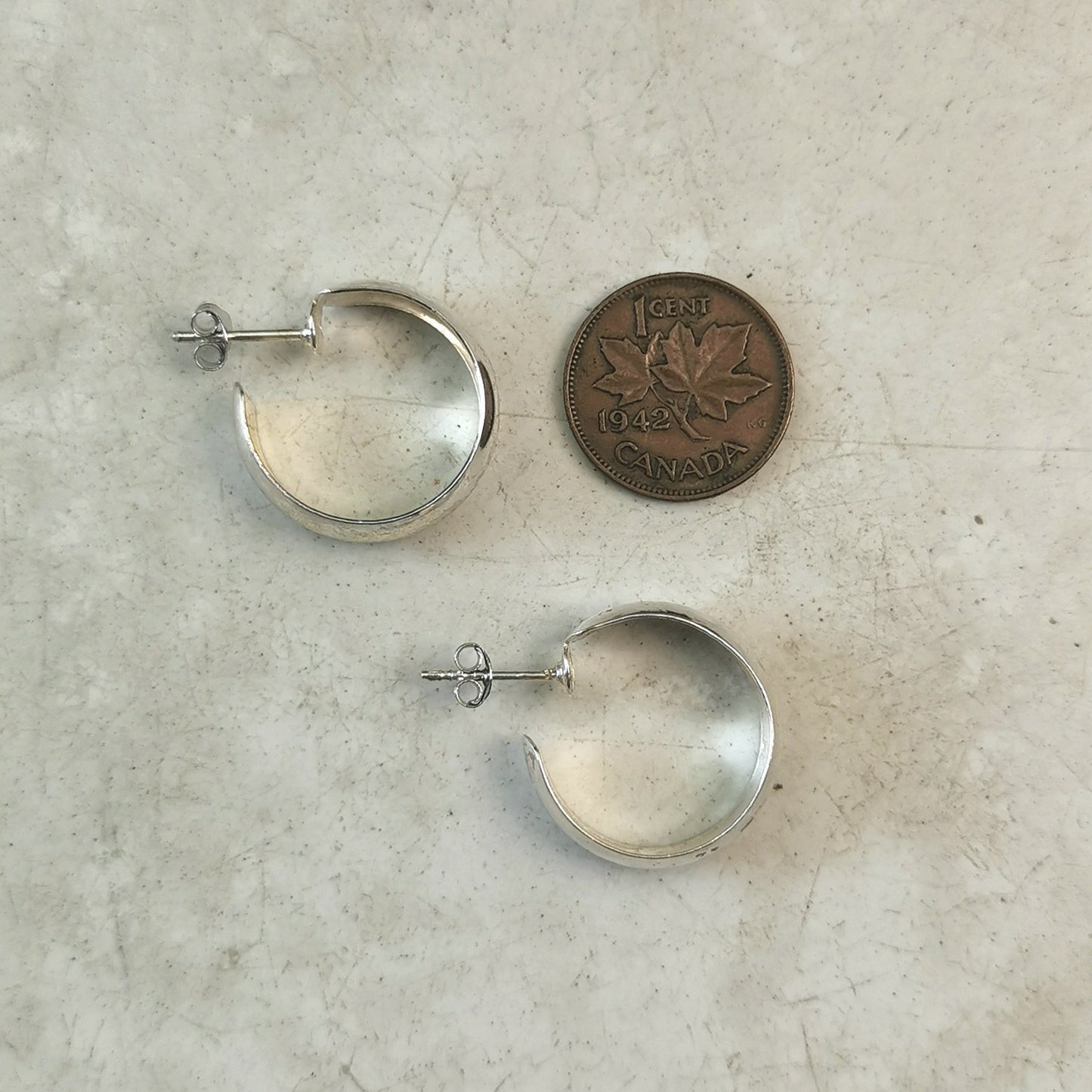 Estate Sterling Silver Wide Stud Hoops