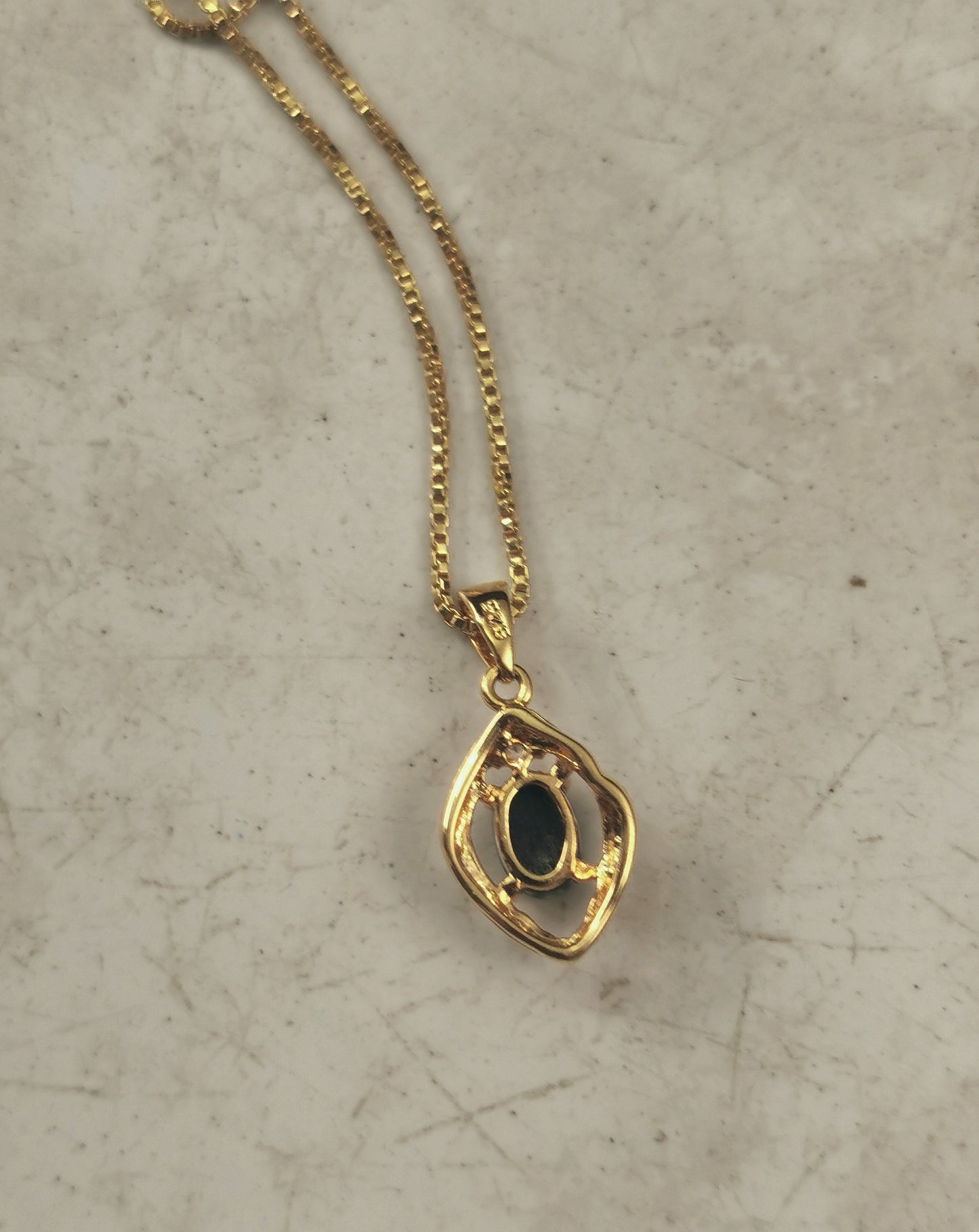Estate Sterling Silver Gold Plated Opal Triplet Necklace