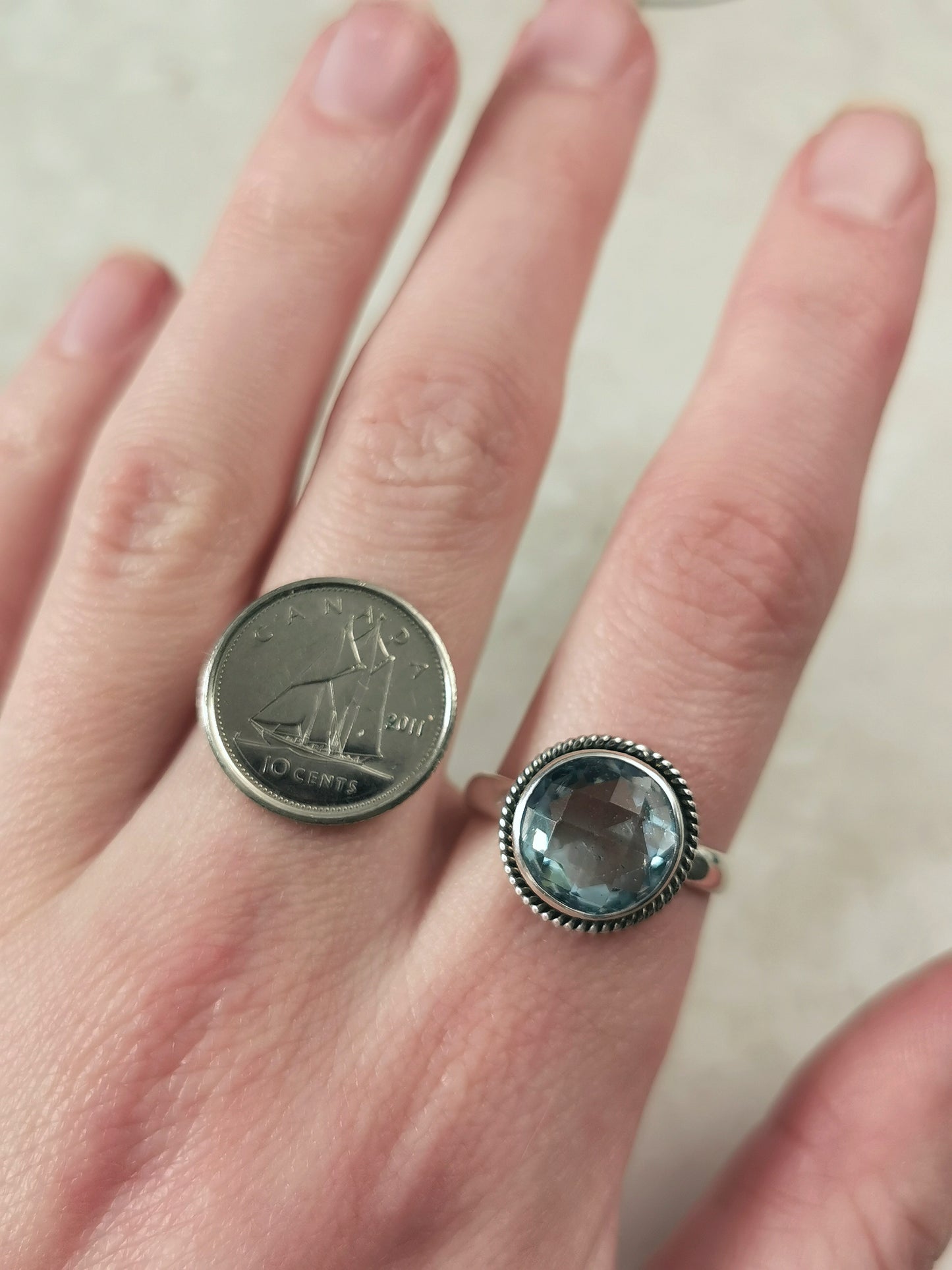 Estate Sterling Silver Blue Topaz Ring