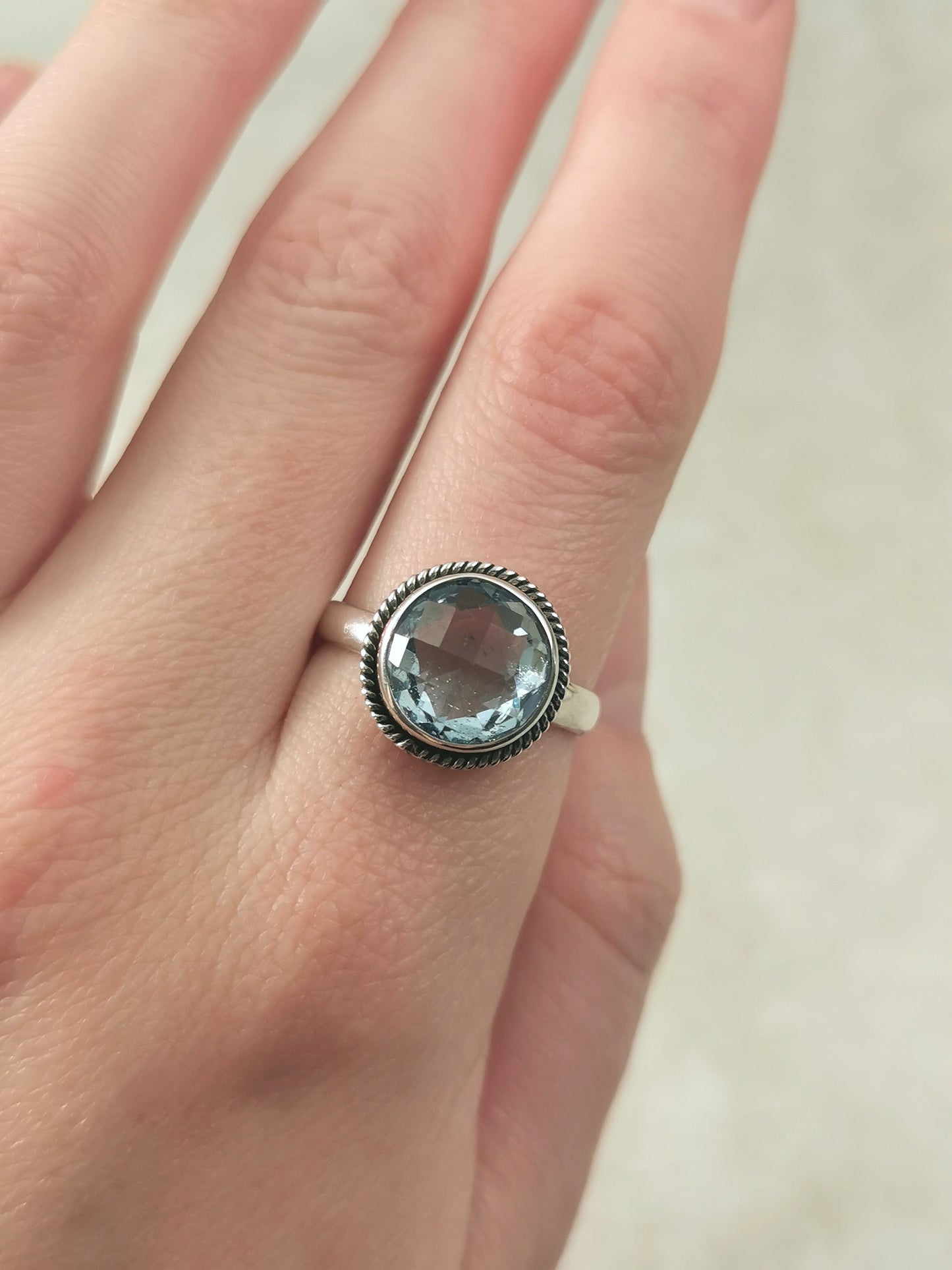 Estate Sterling Silver Blue Topaz Ring