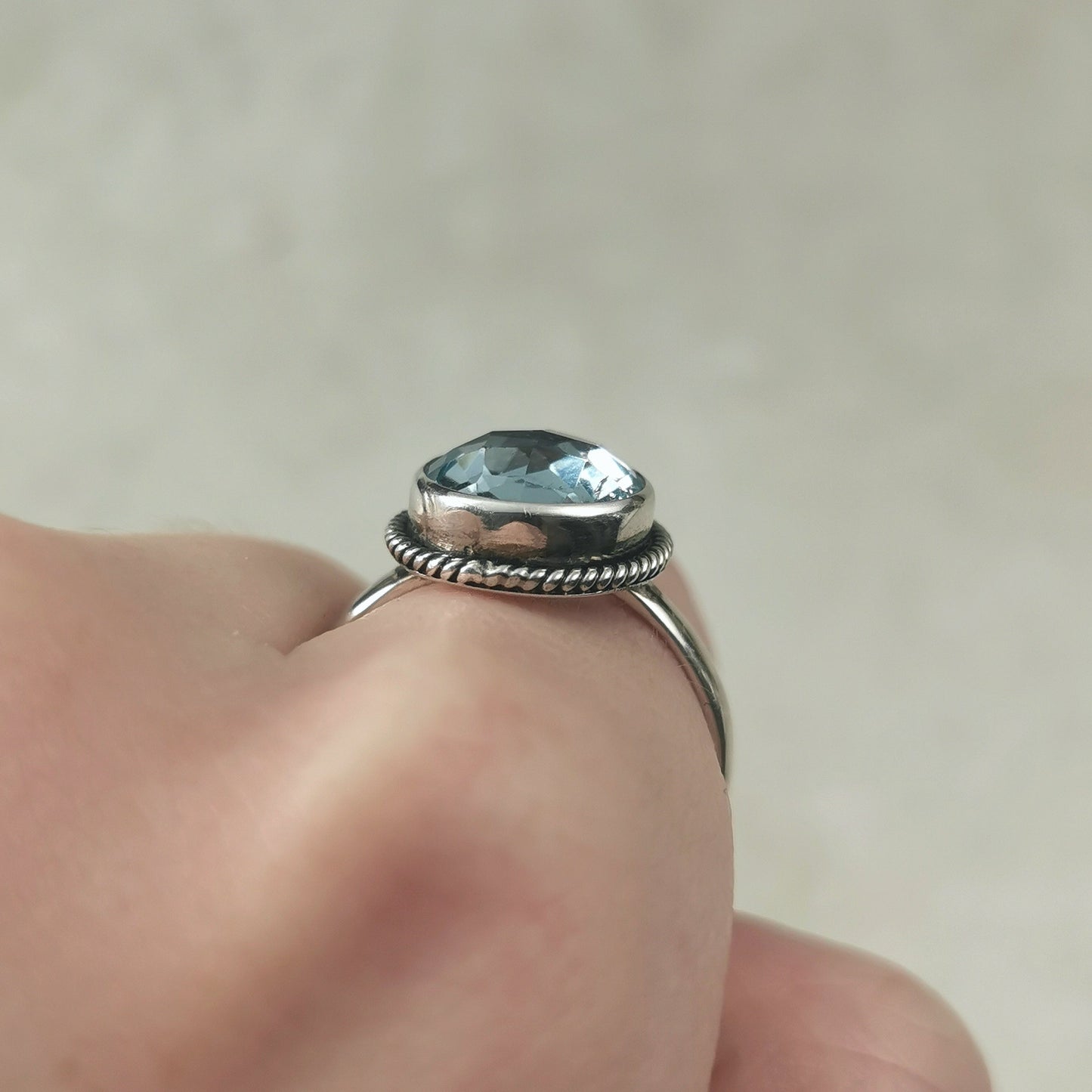 Estate Sterling Silver Blue Topaz Ring