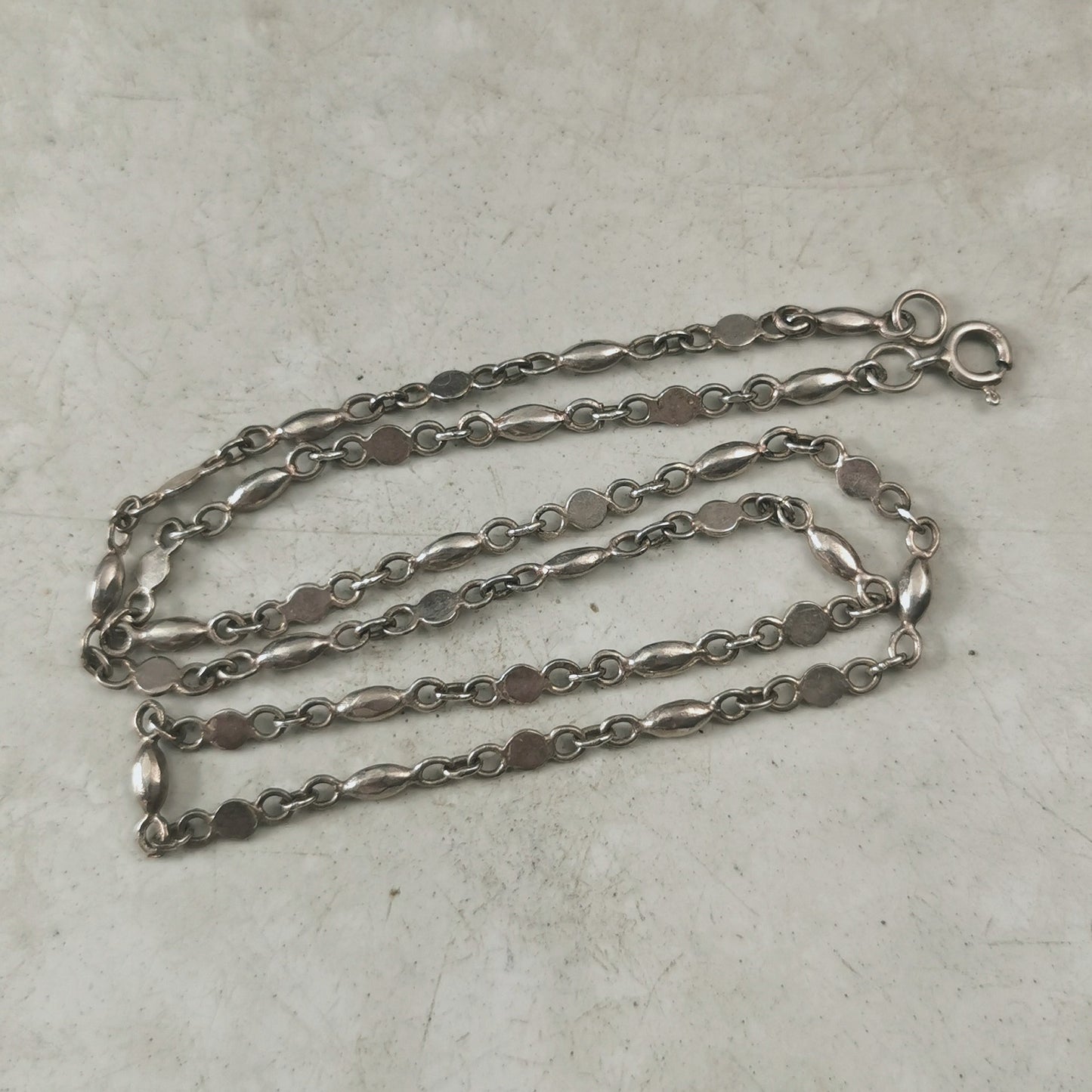 Estate Links Of London 4 Leaf Clover Pendant & Vintage Sterling Silver Line Dot Station Chain