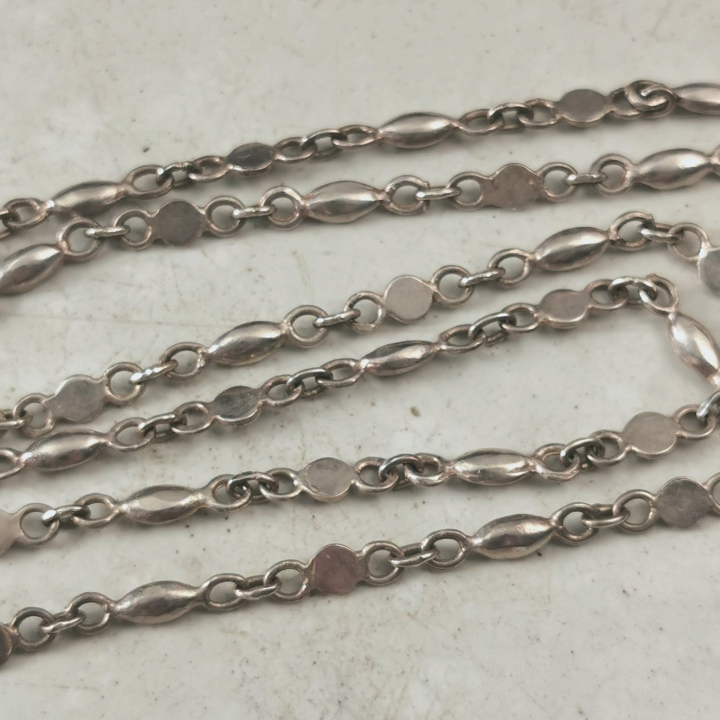 Estate Links Of London 4 Leaf Clover Pendant & Vintage Sterling Silver Line Dot Station Chain