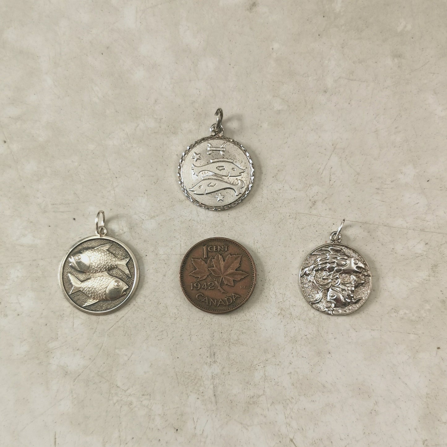 Vintage Sterling Silver Pisces Zodiac Charms
