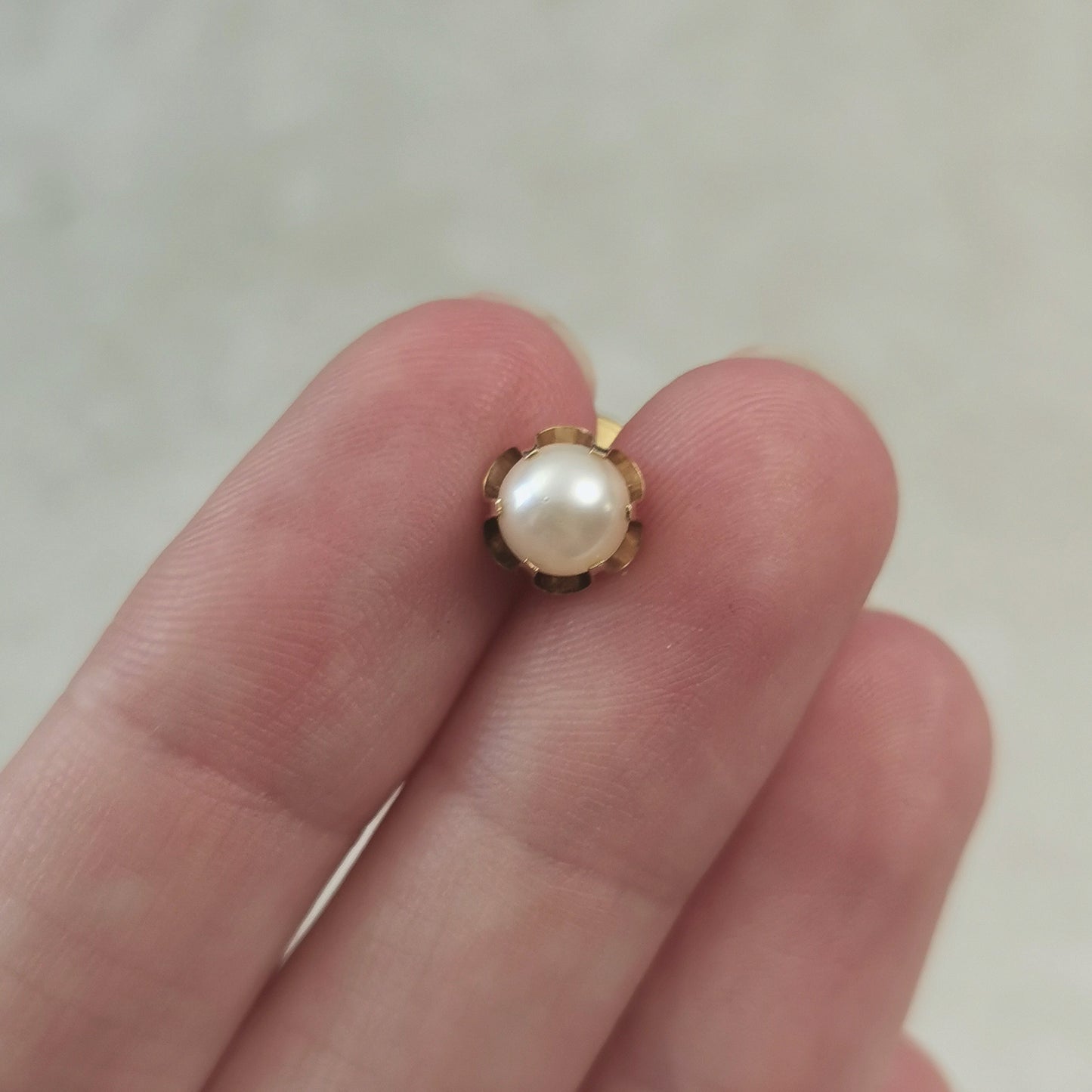 Vintage 14k Yellow Gold Belcher Set Pearl Tie Tack