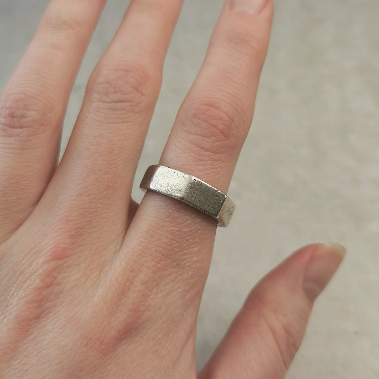 Estate Sterling Silver Mexico Hexagon Bolt Ring