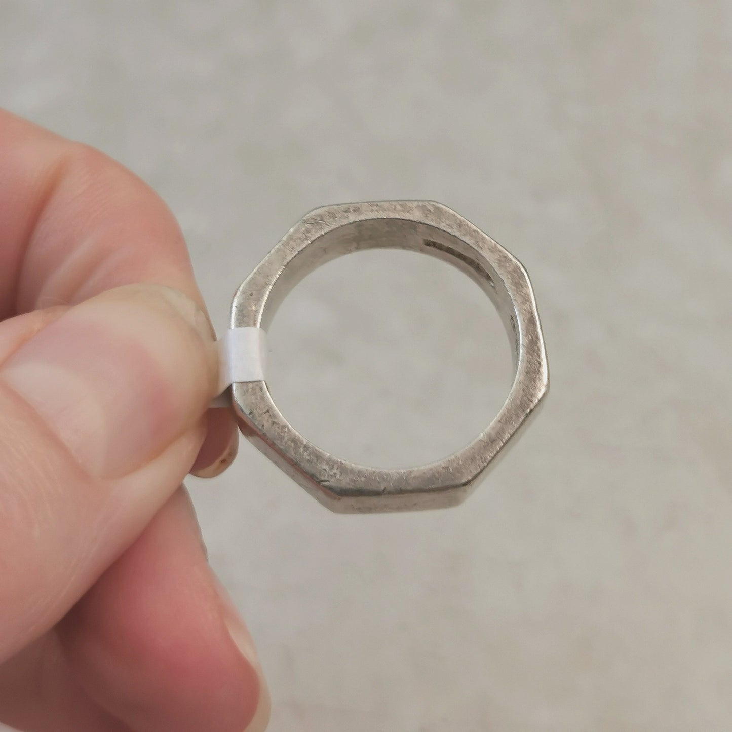 Estate Sterling Silver Mexico Hexagon Bolt Ring
