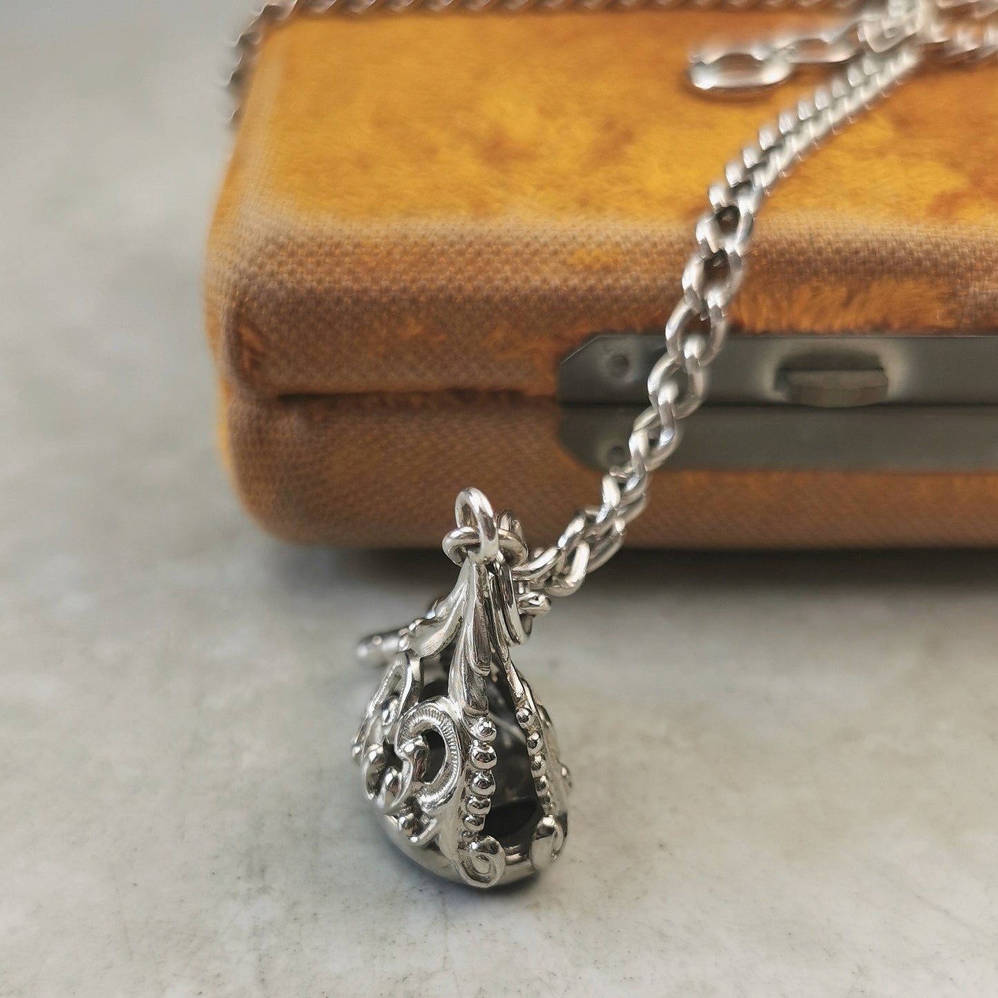 Vintage Silver-tone Pocket Watch Chain & Fob