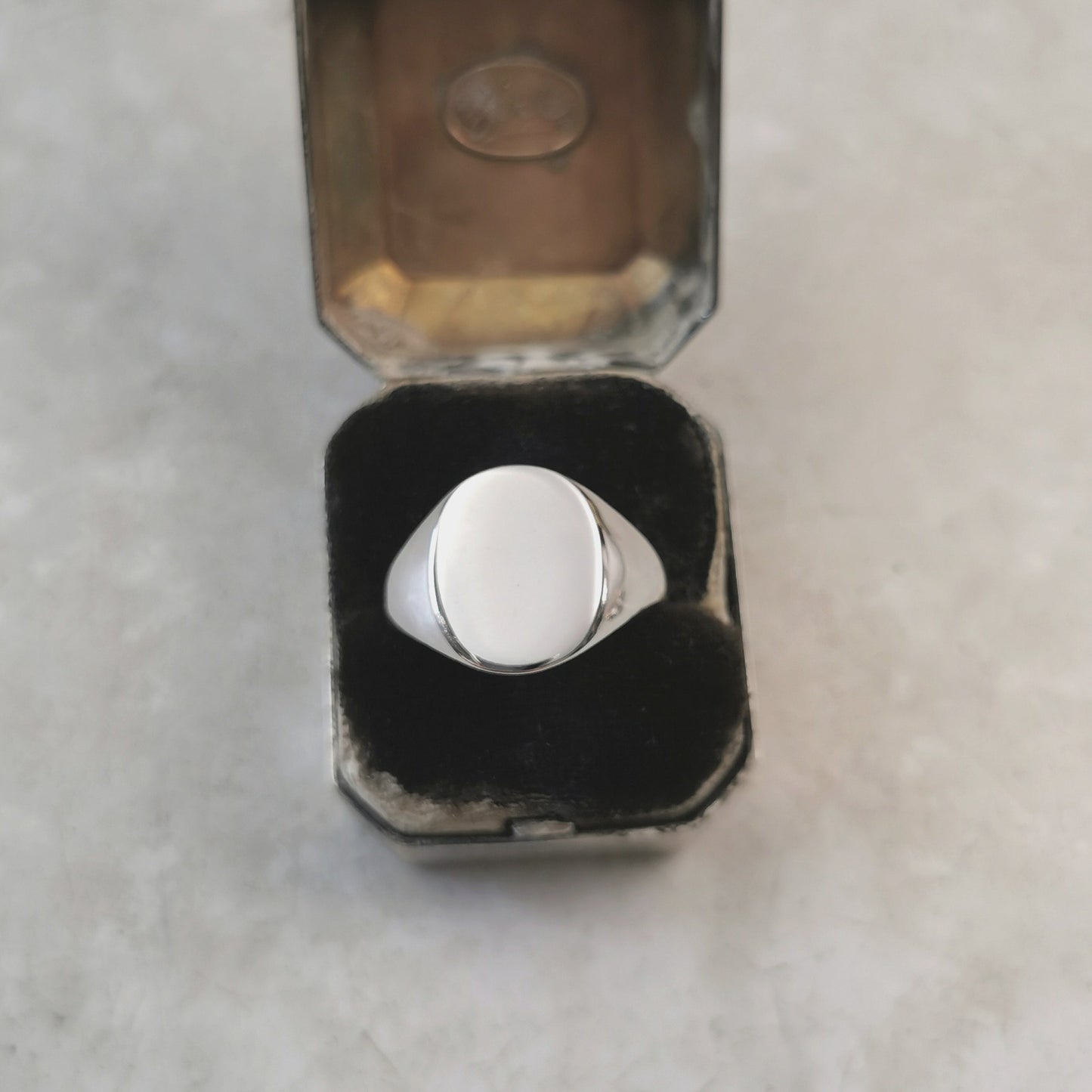 New Sterling Silver Rhodium Plated Blank Oval Signet Ring