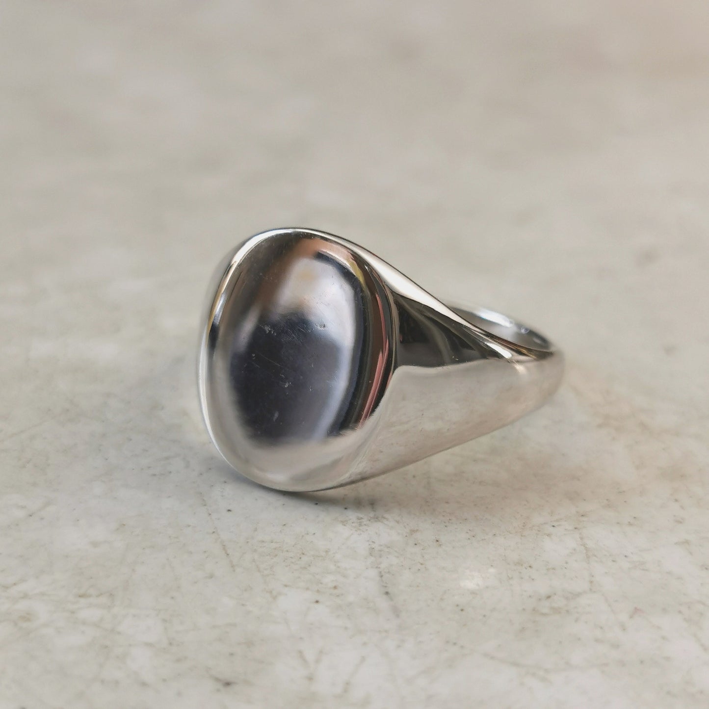 New Sterling Silver Rhodium Plated Blank Oval Signet Ring