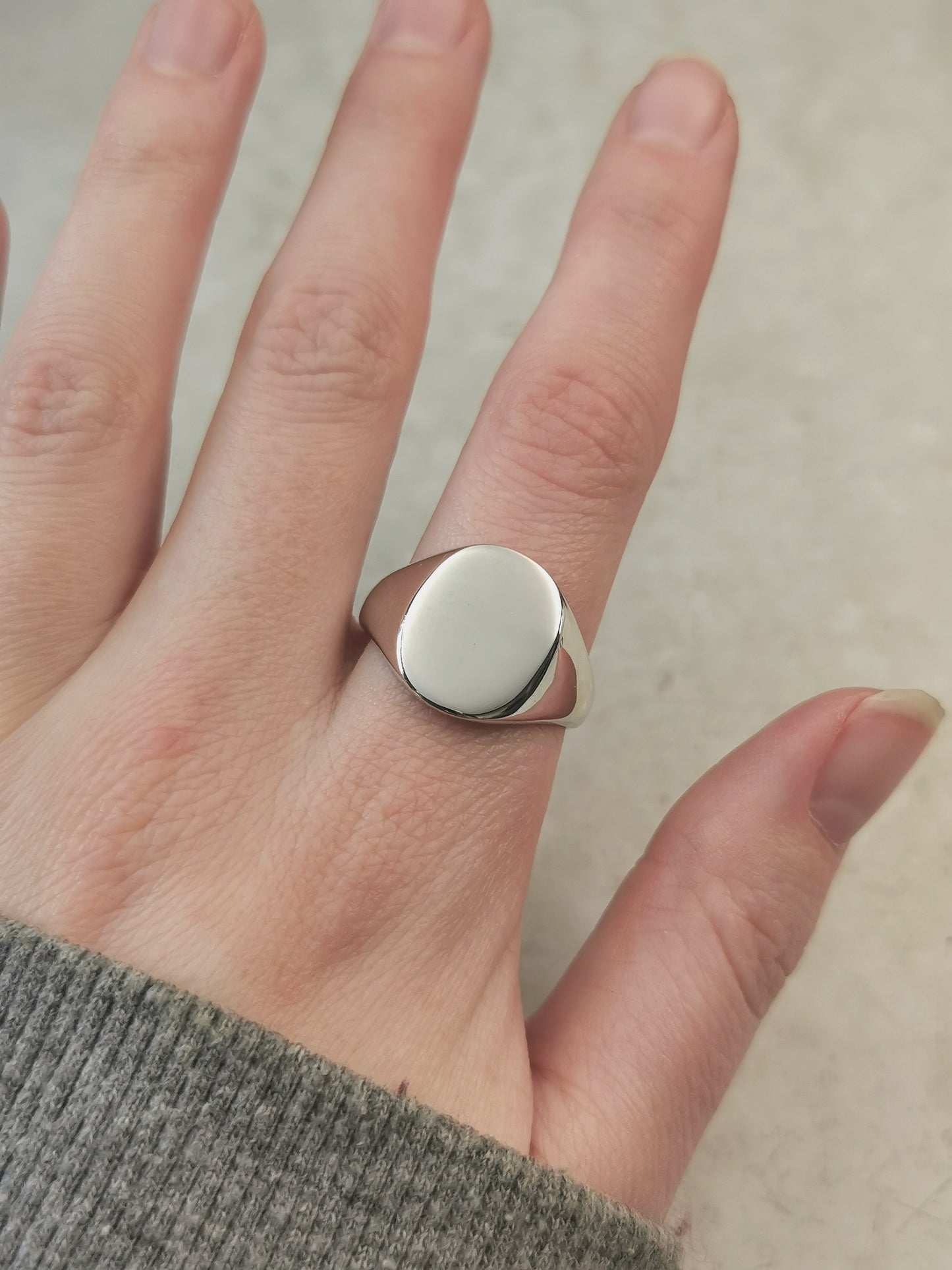 New Sterling Silver Rhodium Plated Blank Oval Signet Ring