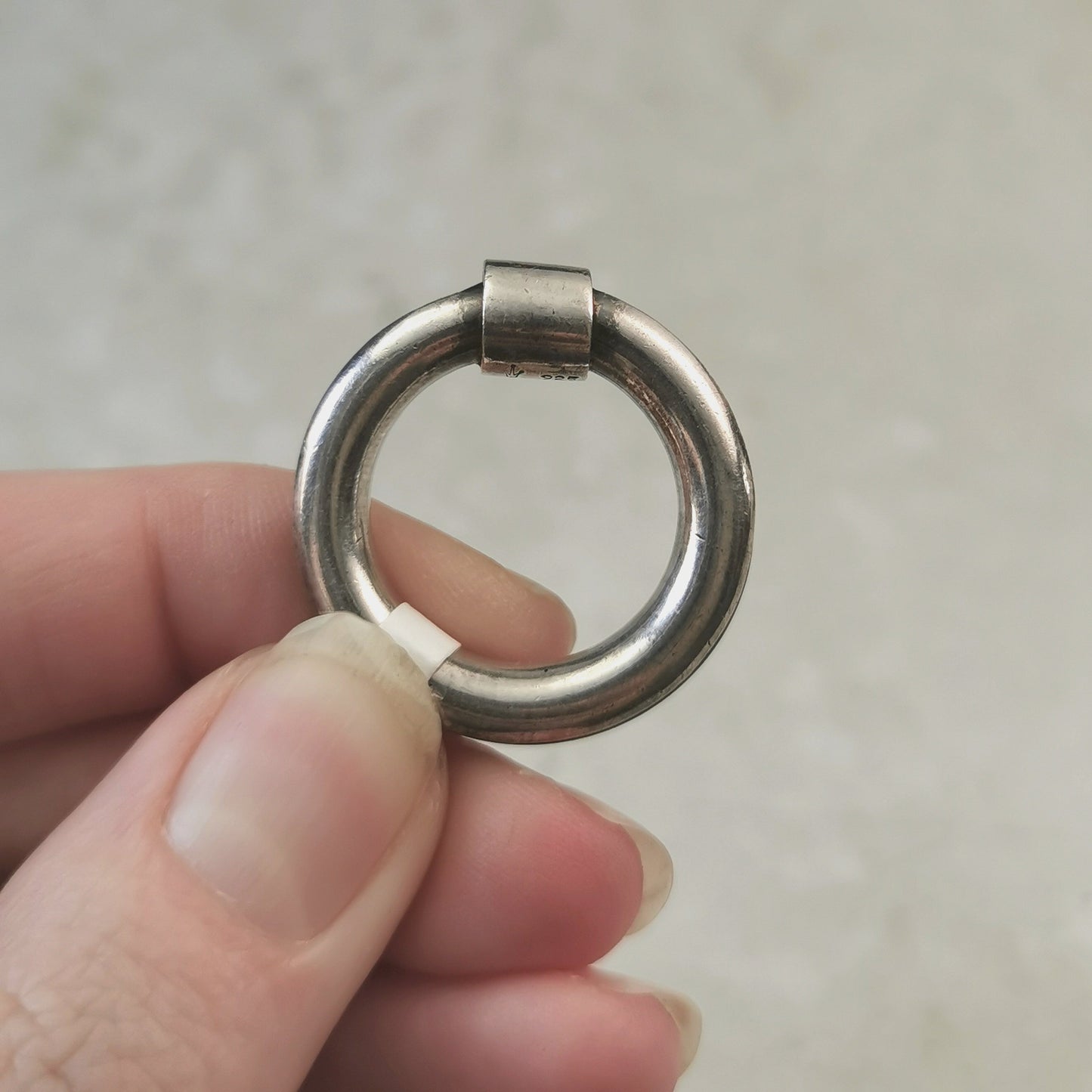 Estate Sterling Silver & Black Rubber Band
