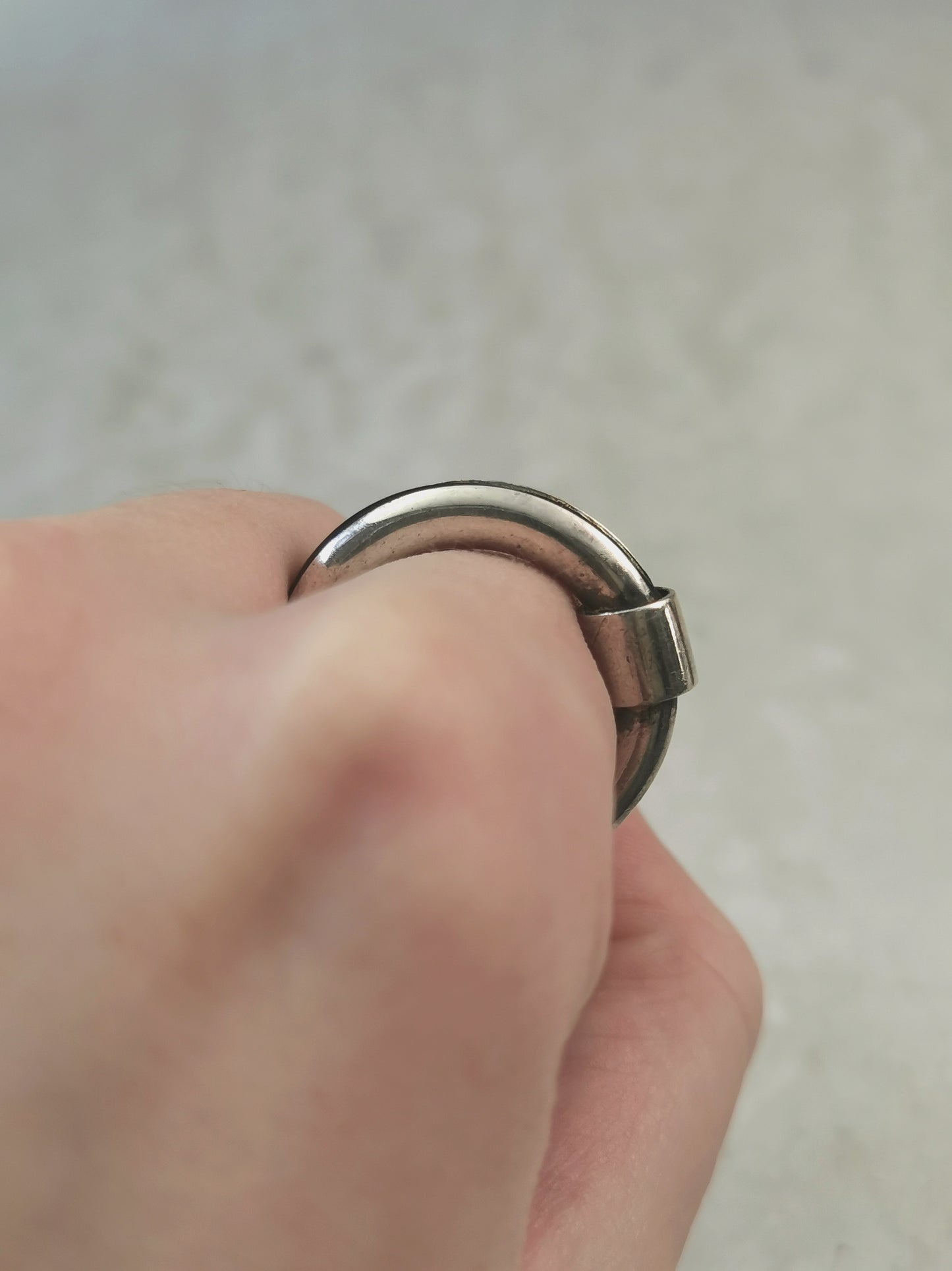 Estate Sterling Silver & Black Rubber Band