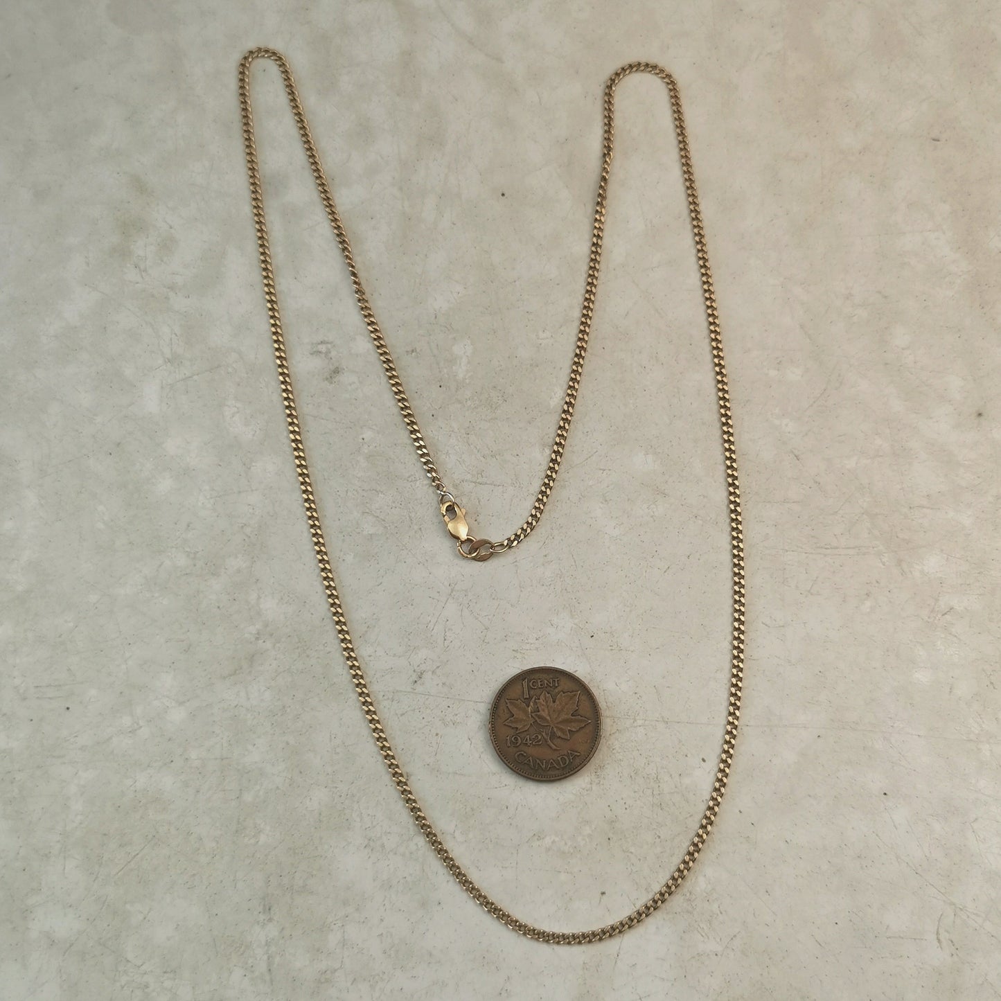 Vintage 10k Yellow Gold 2mm Curb Link Chain