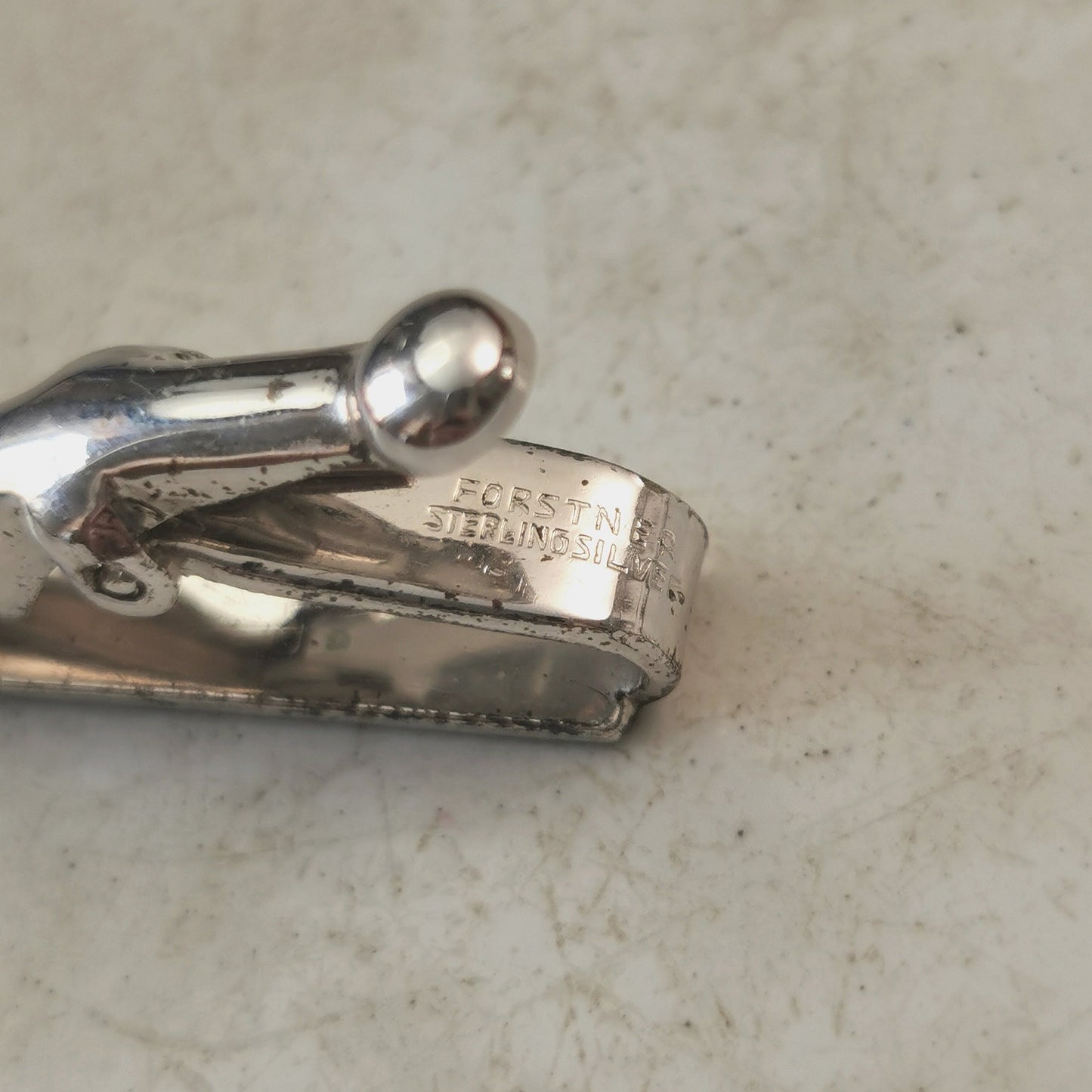 Vintage Forstner Sterling Silver Initial 'W' Tie Clip