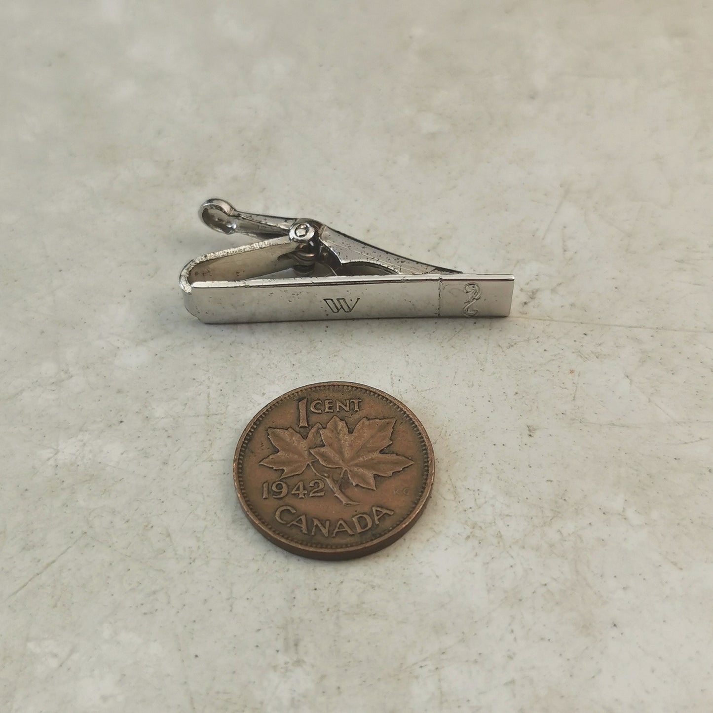 Vintage Forstner Sterling Silver Initial 'W' Tie Clip