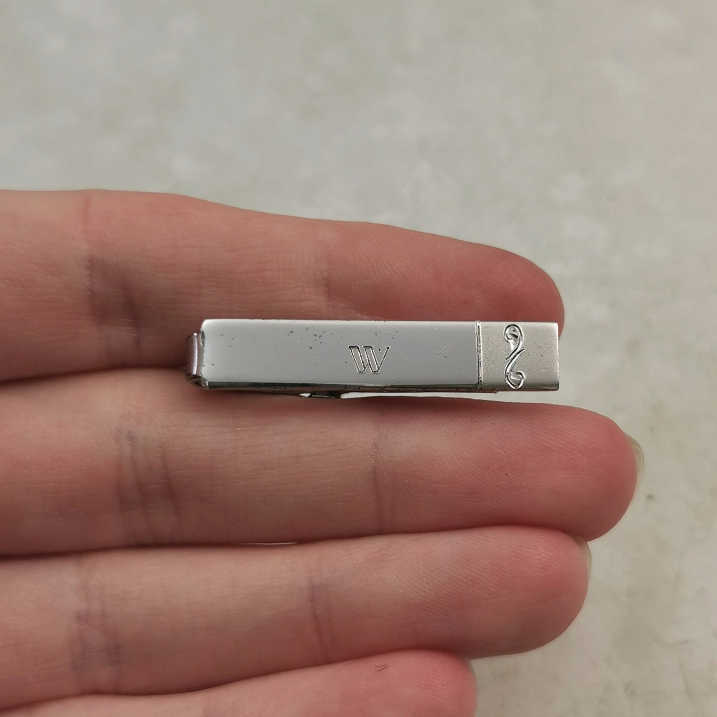 Vintage Forstner Sterling Silver Initial 'W' Tie Clip